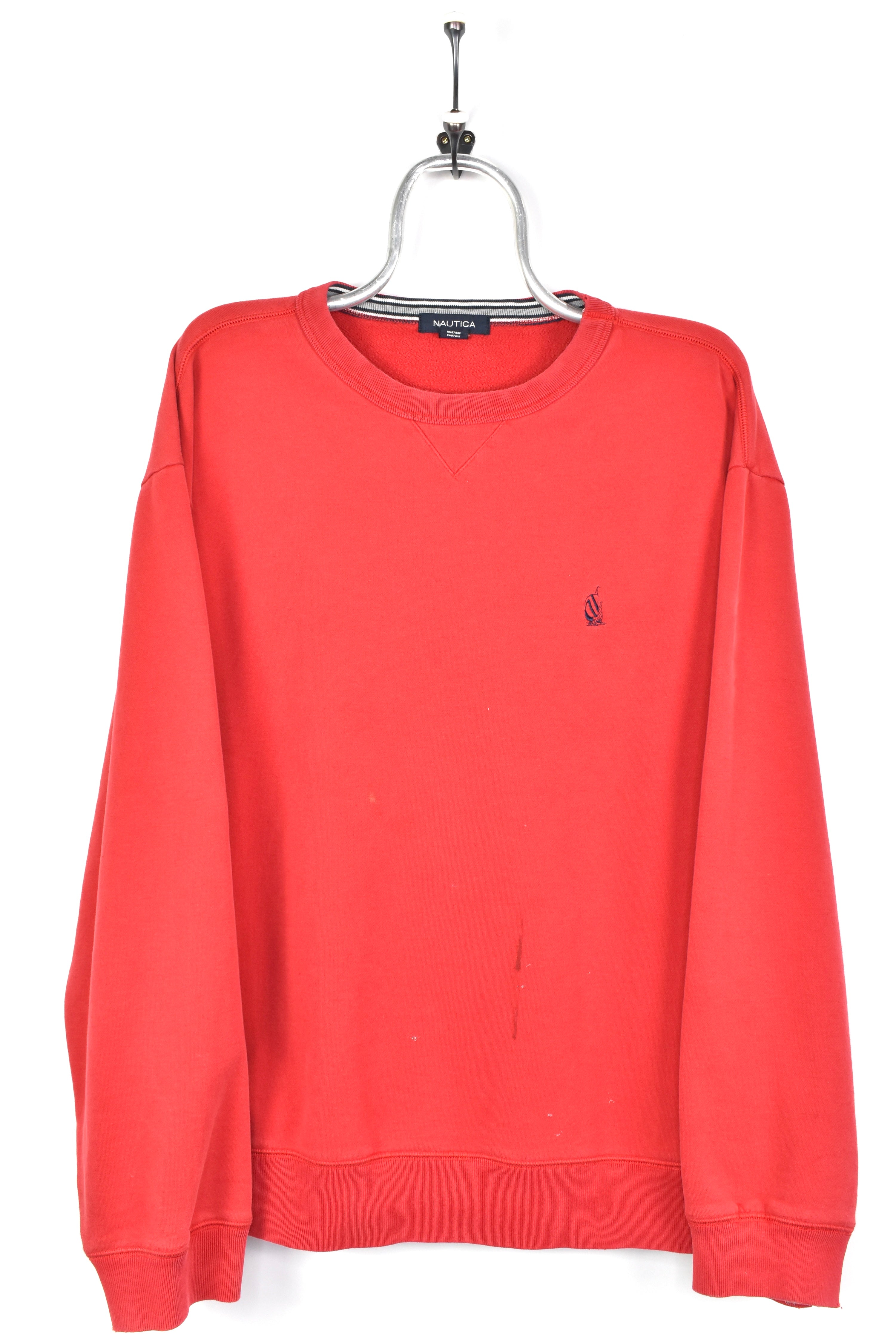 VINTAGE NAUTICA EMBROIDERED RED SWEATSHIRT | XL NAUTICA