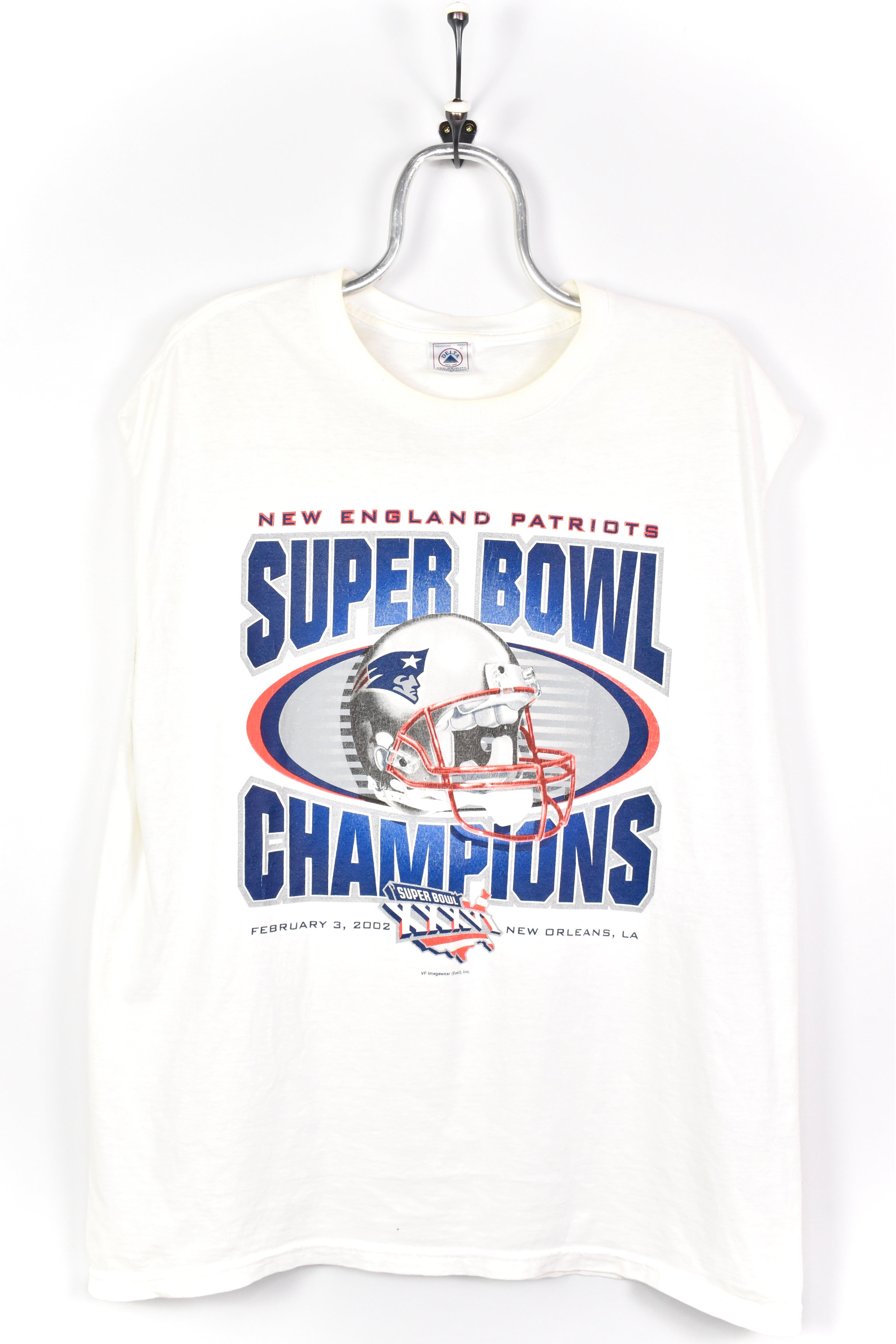 VINTAGE NFL NEW ENGLAND PATRIOTS WHITE MUSCLE T-SHIRT | XL PRO SPORT