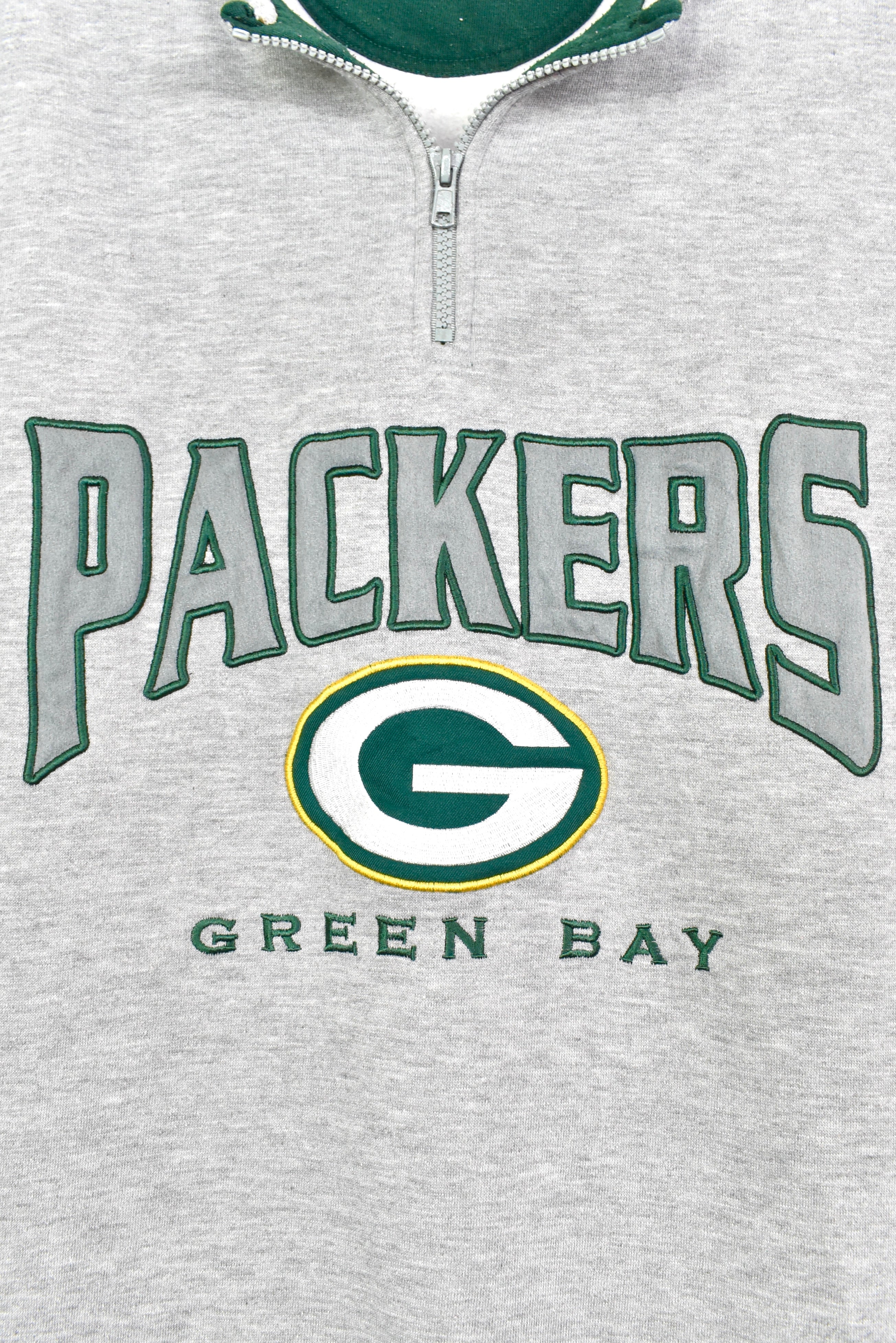Vintage Green Bay Packers sweatshirt, NFL 1/4 zip embroidered sweater - XL, grey PRO SPORT
