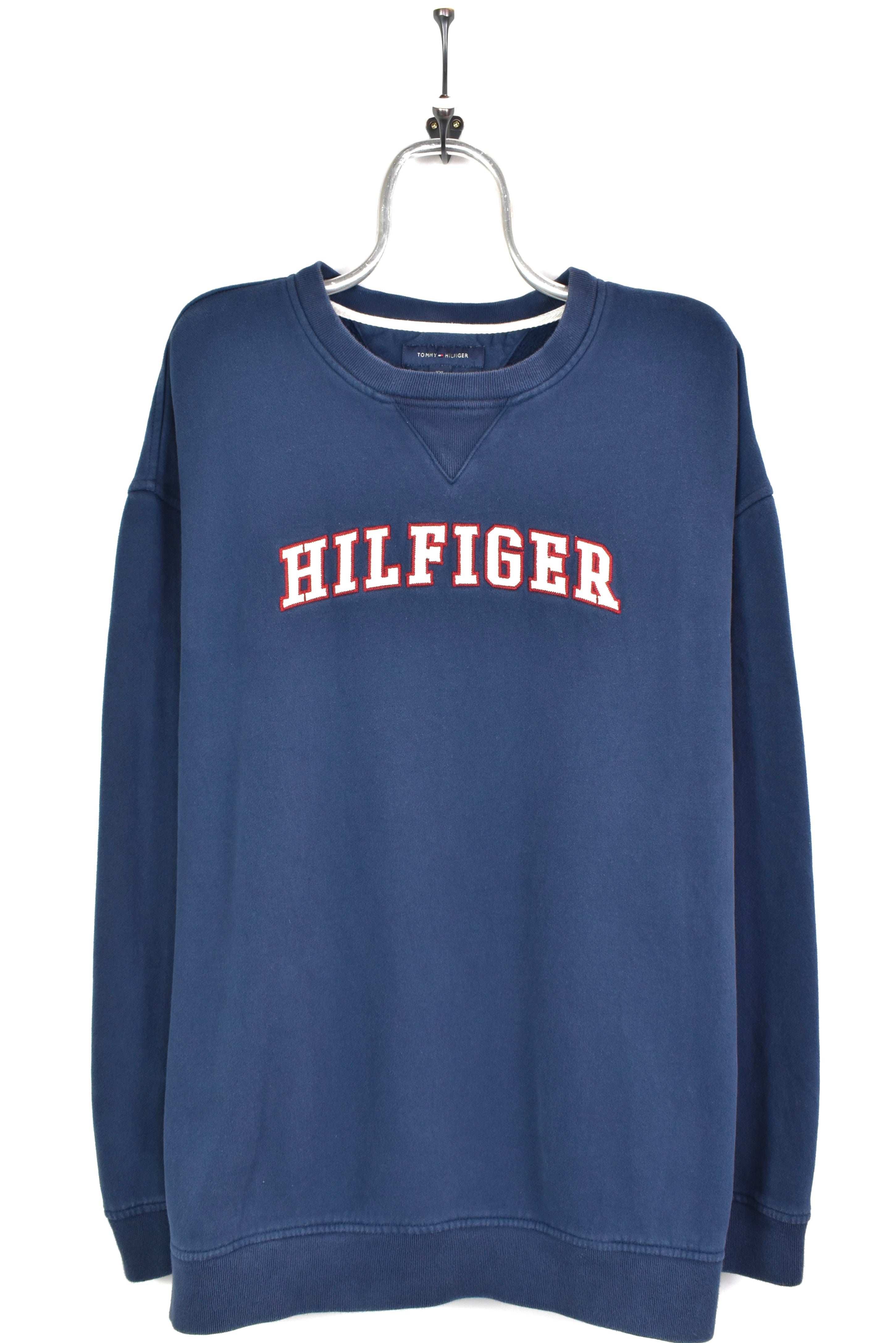 VINTAGE TOMMY HILFIGER EMBROIDERED NAVY SWEATSHIRT | XXL TOMMY HILFIGER