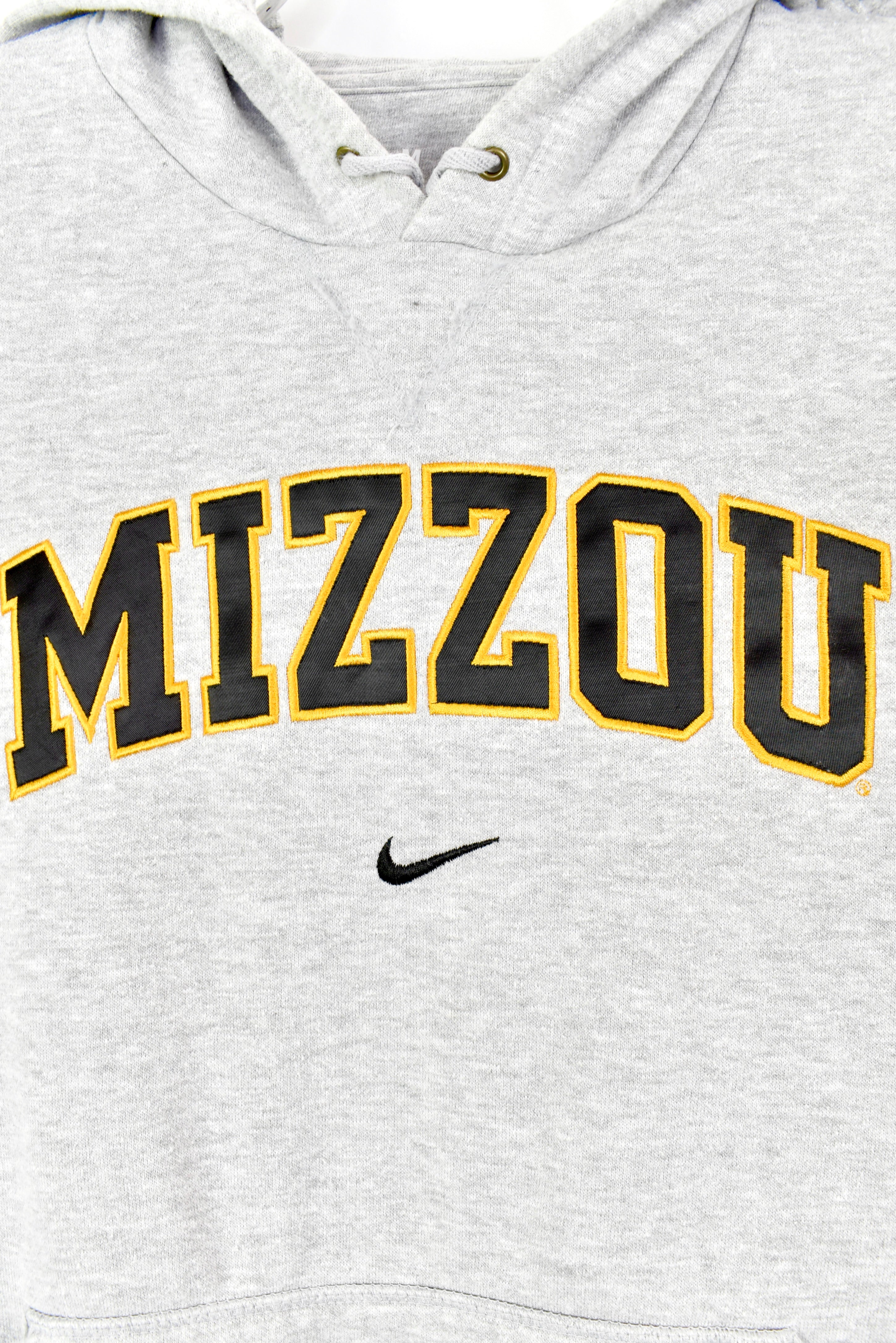 VINTAGE NIKE MISSOURI UNIVERSITY EMBROIDERED GREY HOODIE | LARGE COLLEGE