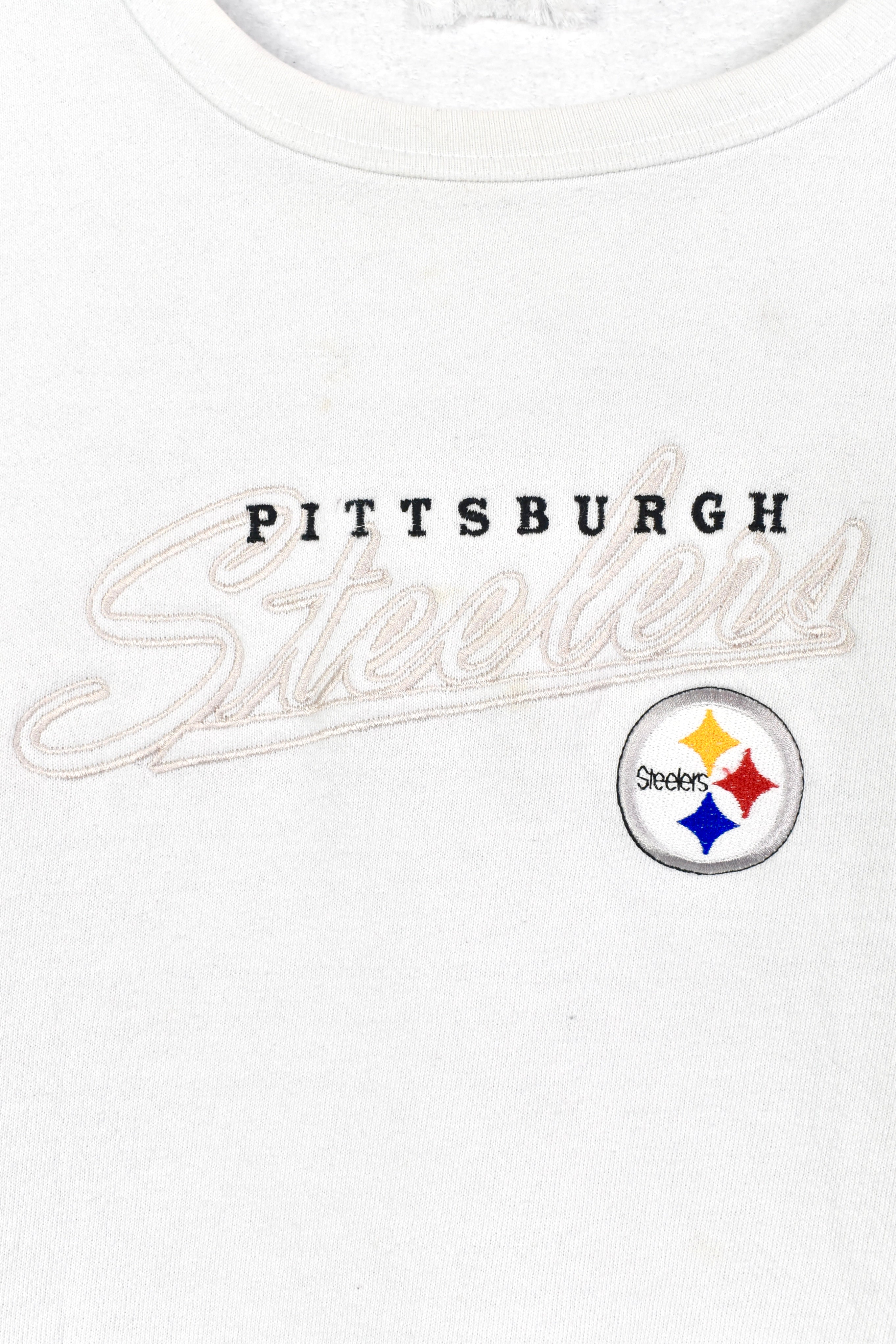 Vintage Pittsburgh Steelers sweatshirt, NFL white embroidered crewneck - AU Large PRO SPORT