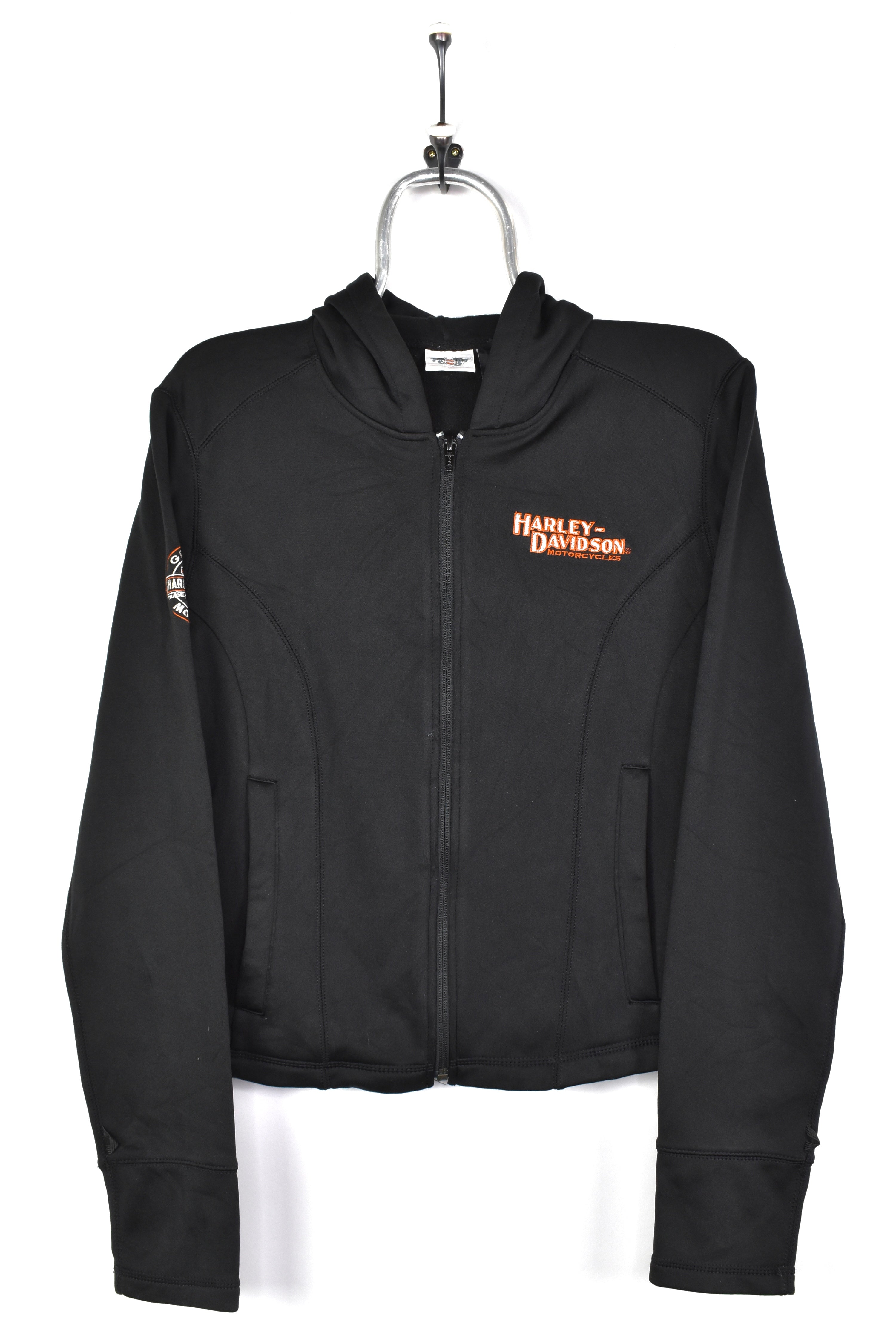 VINTAGE WOMEN'S HARLEY DAVIDSON EMBROIDERED BLACK HOODIE | MEDIUM HARLEY DAVIDSON