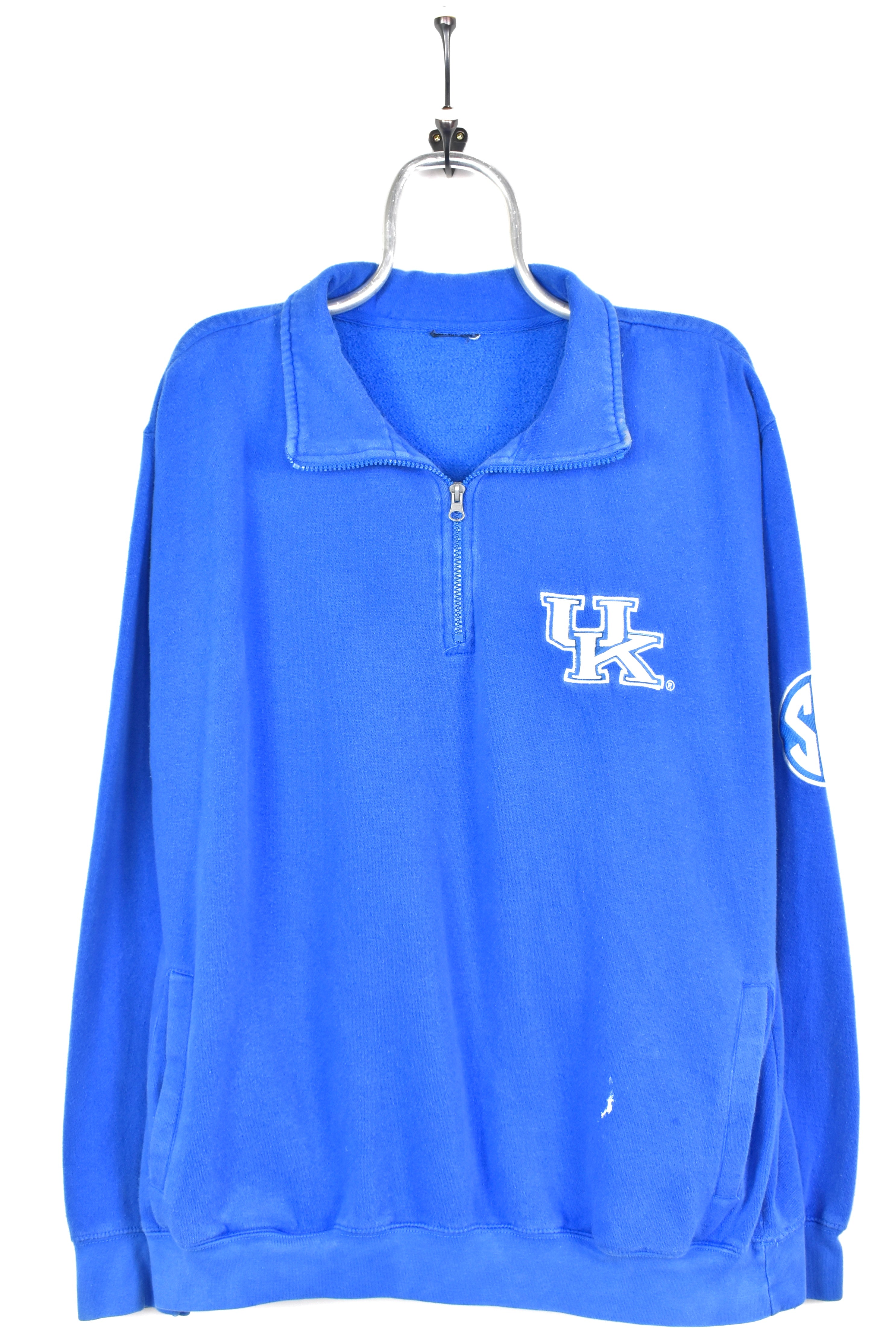 VINTAGE KENTUCKY UNIVERSITY EMBROIDERED BLUE 1/4 ZIP SWEATSHIRT | XL COLLEGE