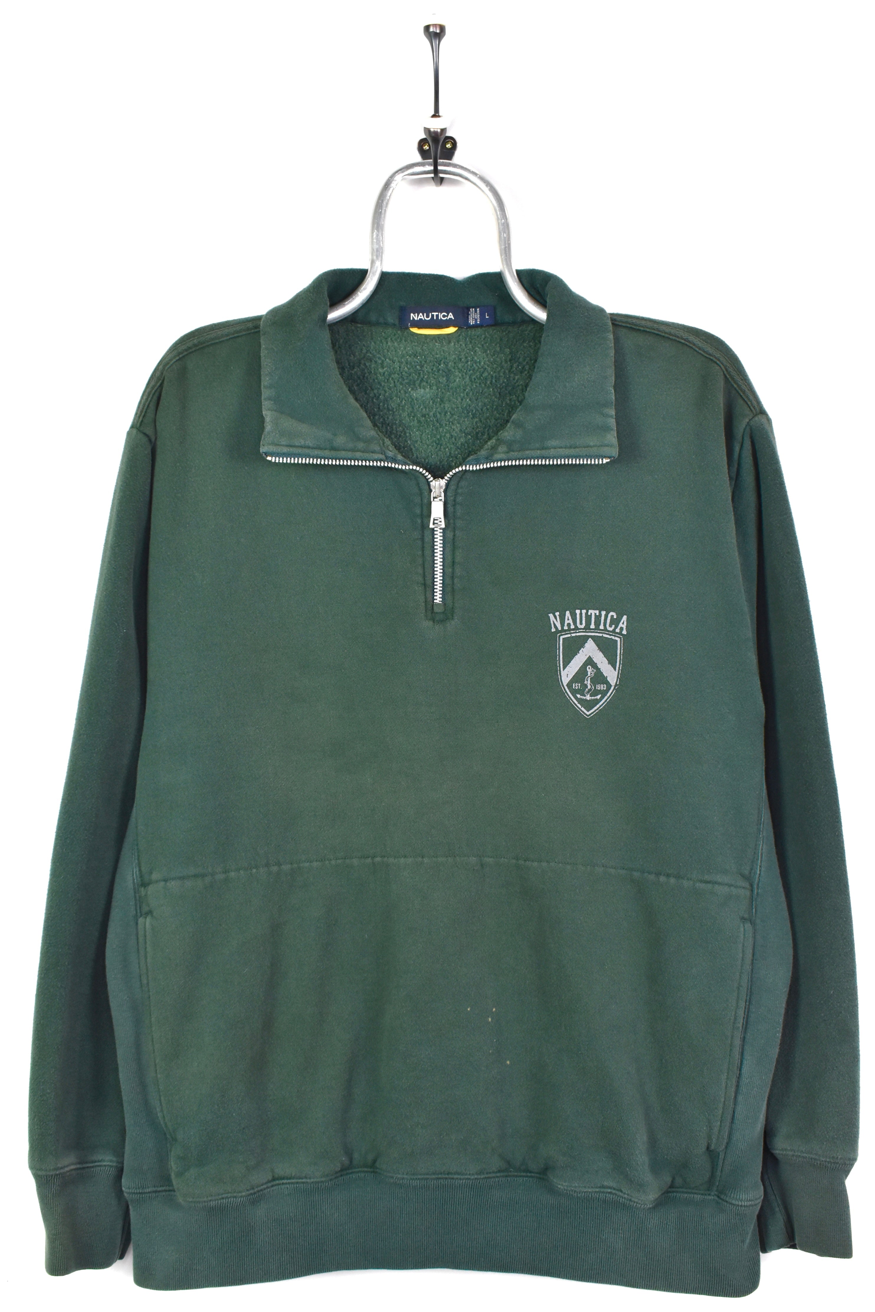 VINTAGE NAUTICA GREEN 1/4 ZIP SWEATSHIRT | LARGE NAUTICA