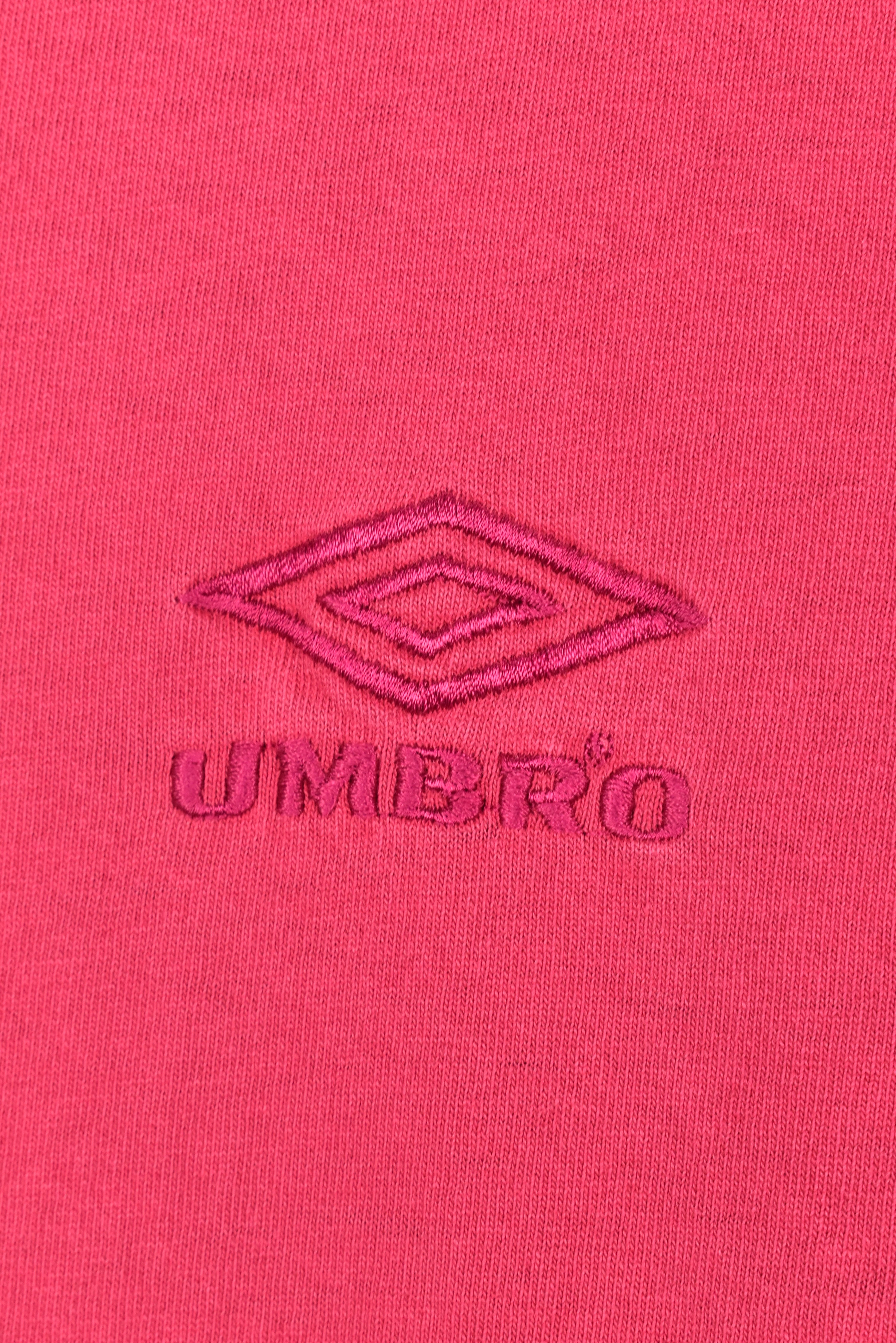 VINTAGE UMBRO EMBROIDERED BURGUNDY T-SHIRT | XL UMBRO