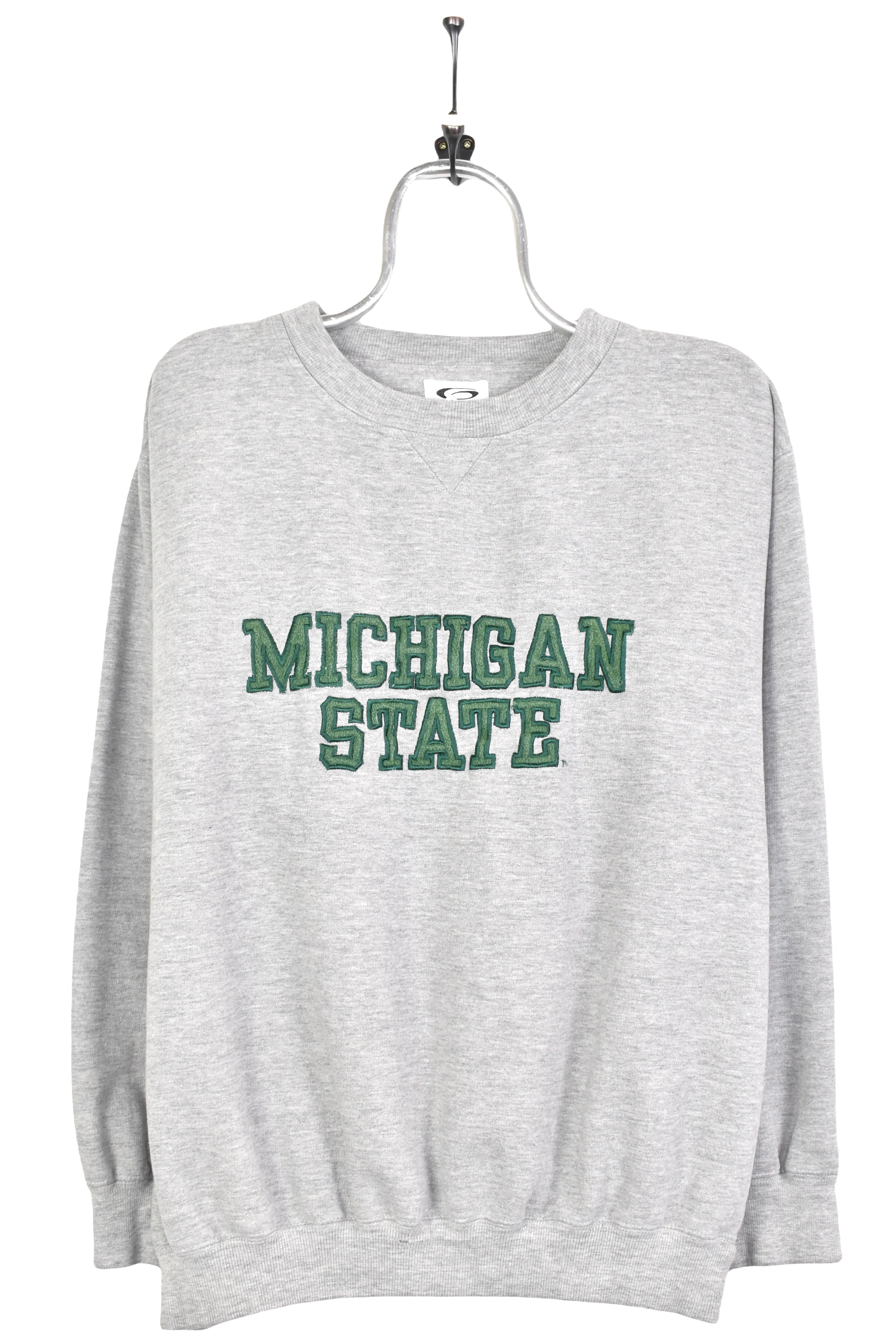 Vintage Michigan State University sweatshirt, long sleeve embroidered crewneck - large, grey COLLEGE