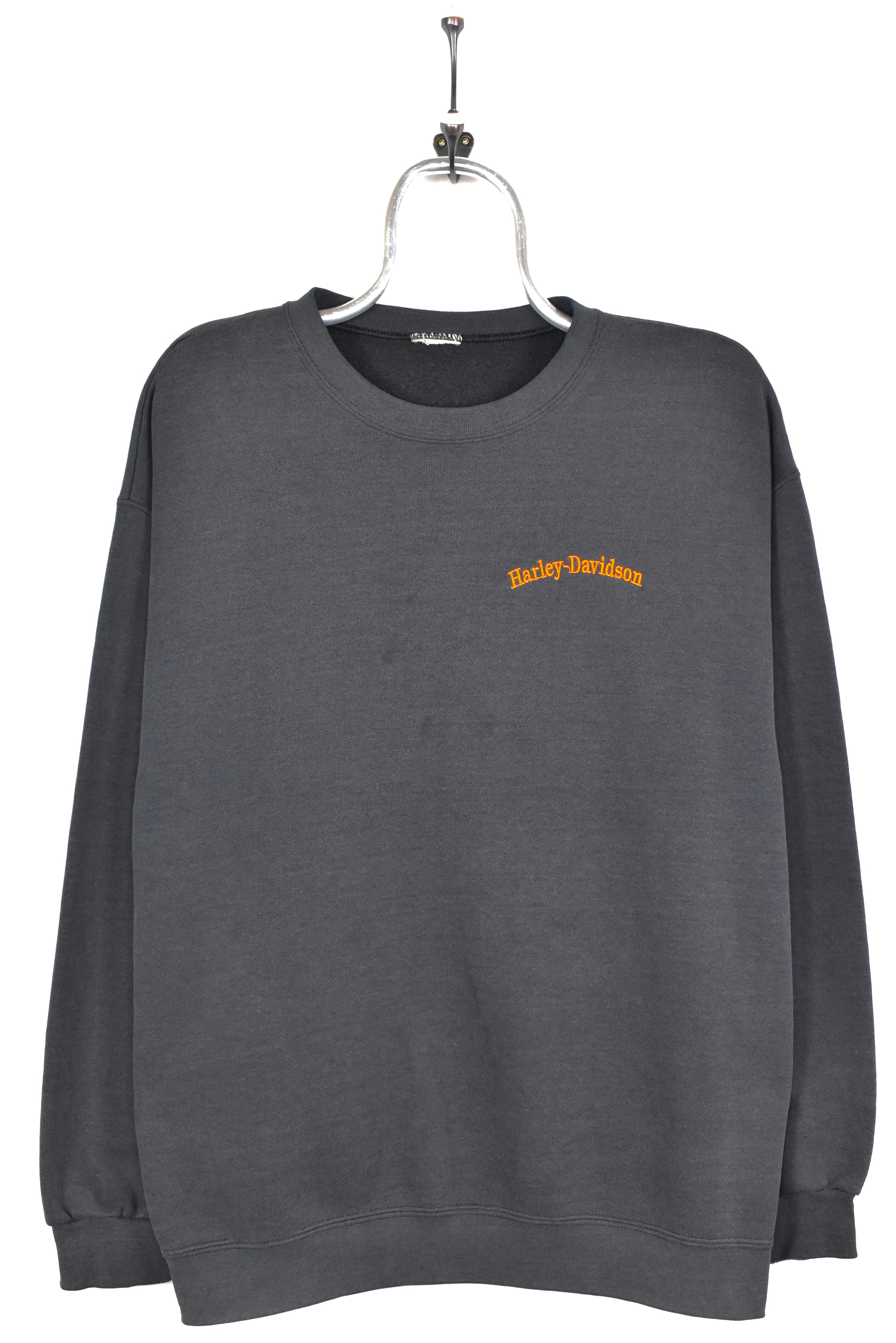 VINTAGE HARLEY DAVIDSON EMBROIDERED BLACK SWEATSHIRT | LARGE HARLEY DAVIDSON