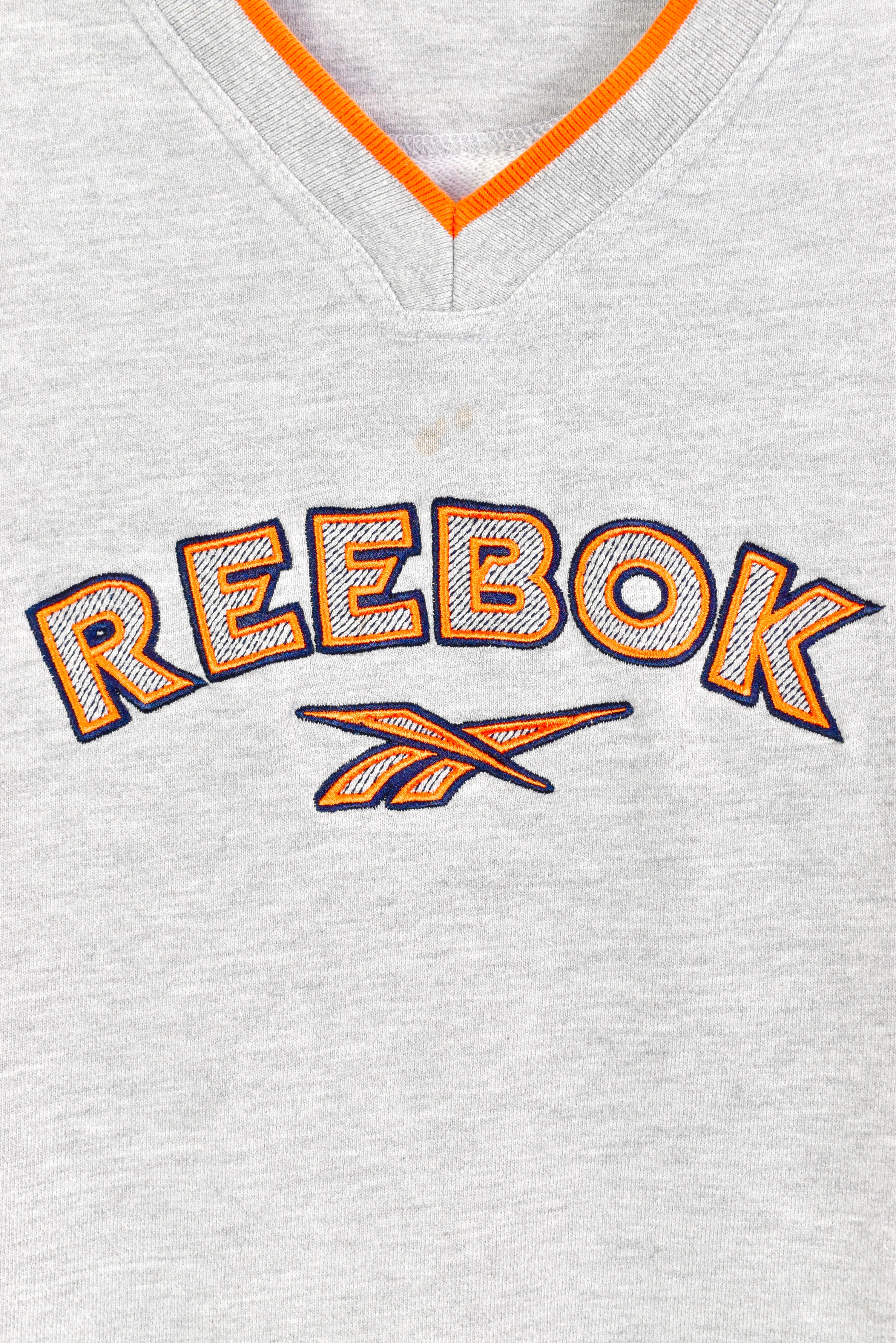 Vintage women's Reebok embroidered grey sweatshirt | Medium REEBOK