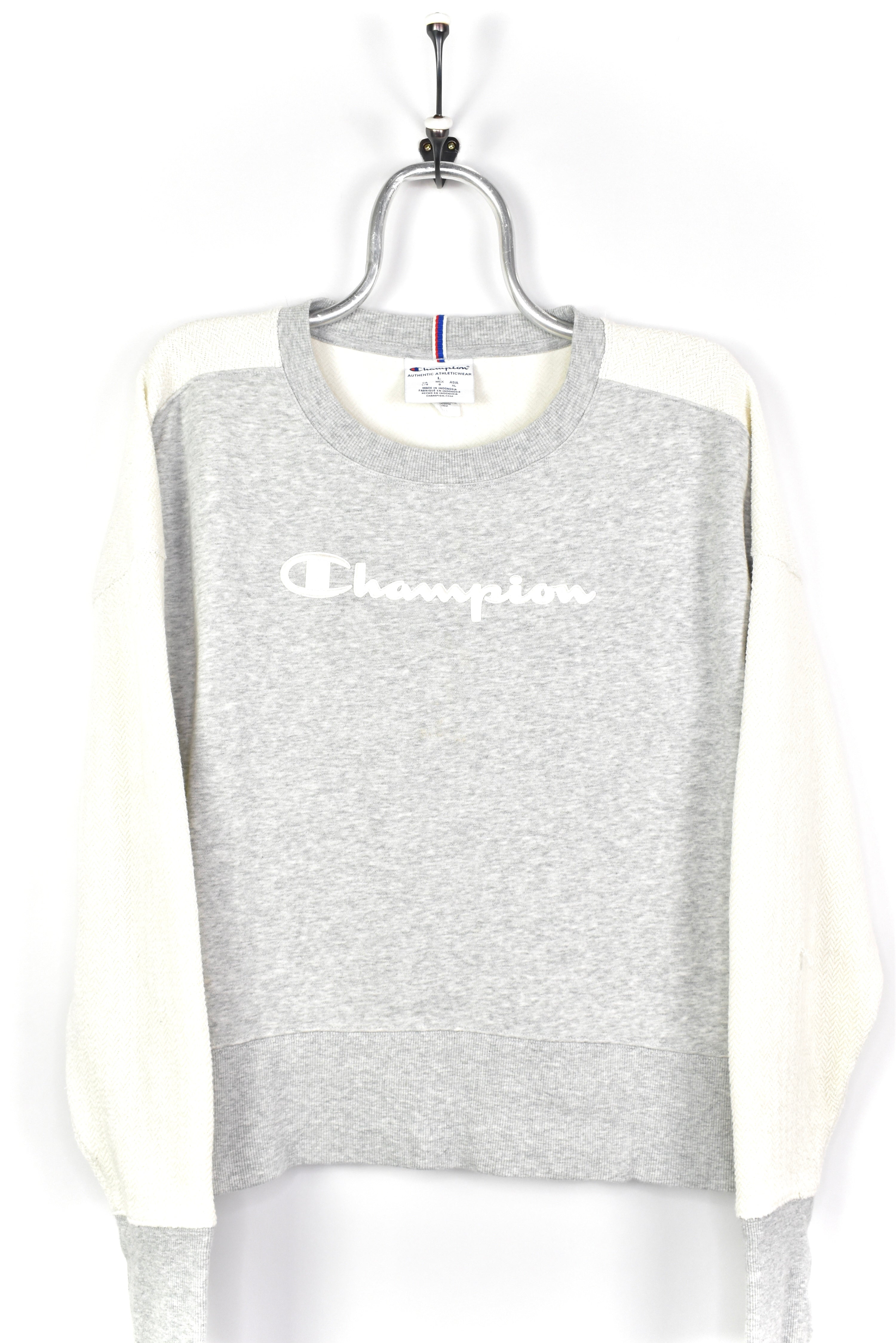 VINTAGE CHAMPION EMBROIDERED GREY SWEATSHIRT | LARGE CHAMPION
