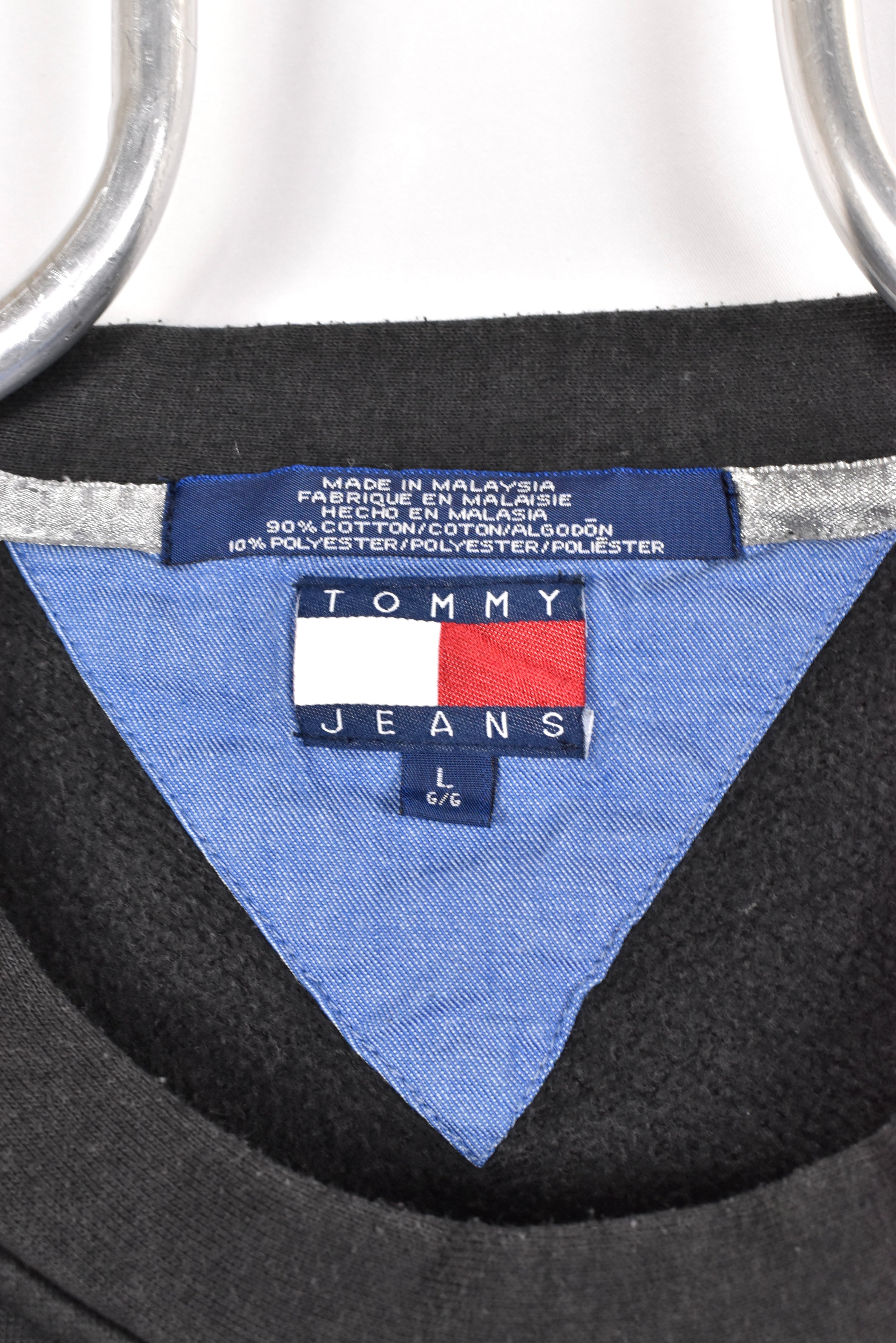 Vintage Tommy Hilfiger sweatshirt, black embroidered crewneck - AU XL TOMMY HILFIGER