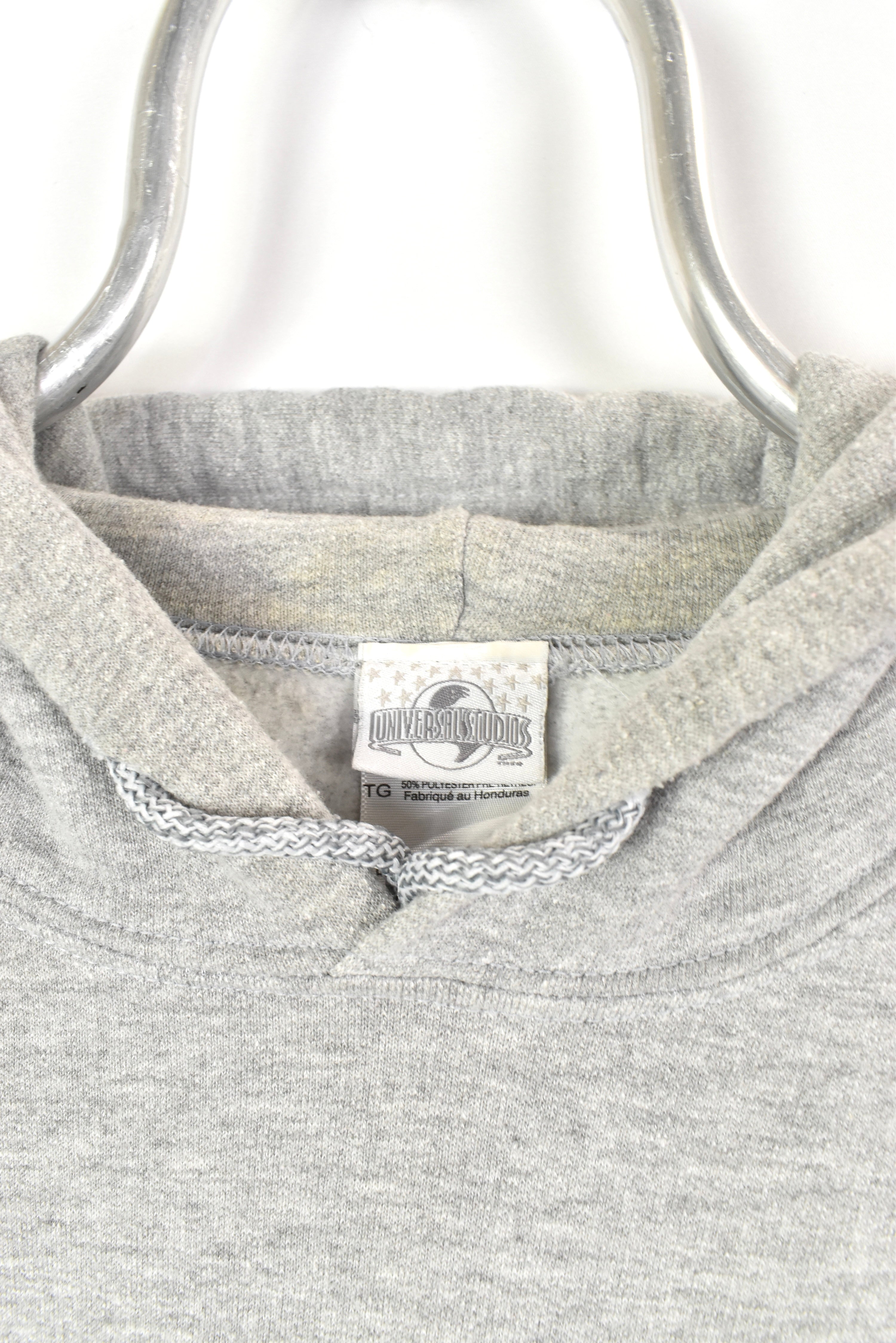 VINTAGE UNIVERSAL STUDIOS EMBROIDERED GREY HOODIE | XXL DISNEY / CARTOON