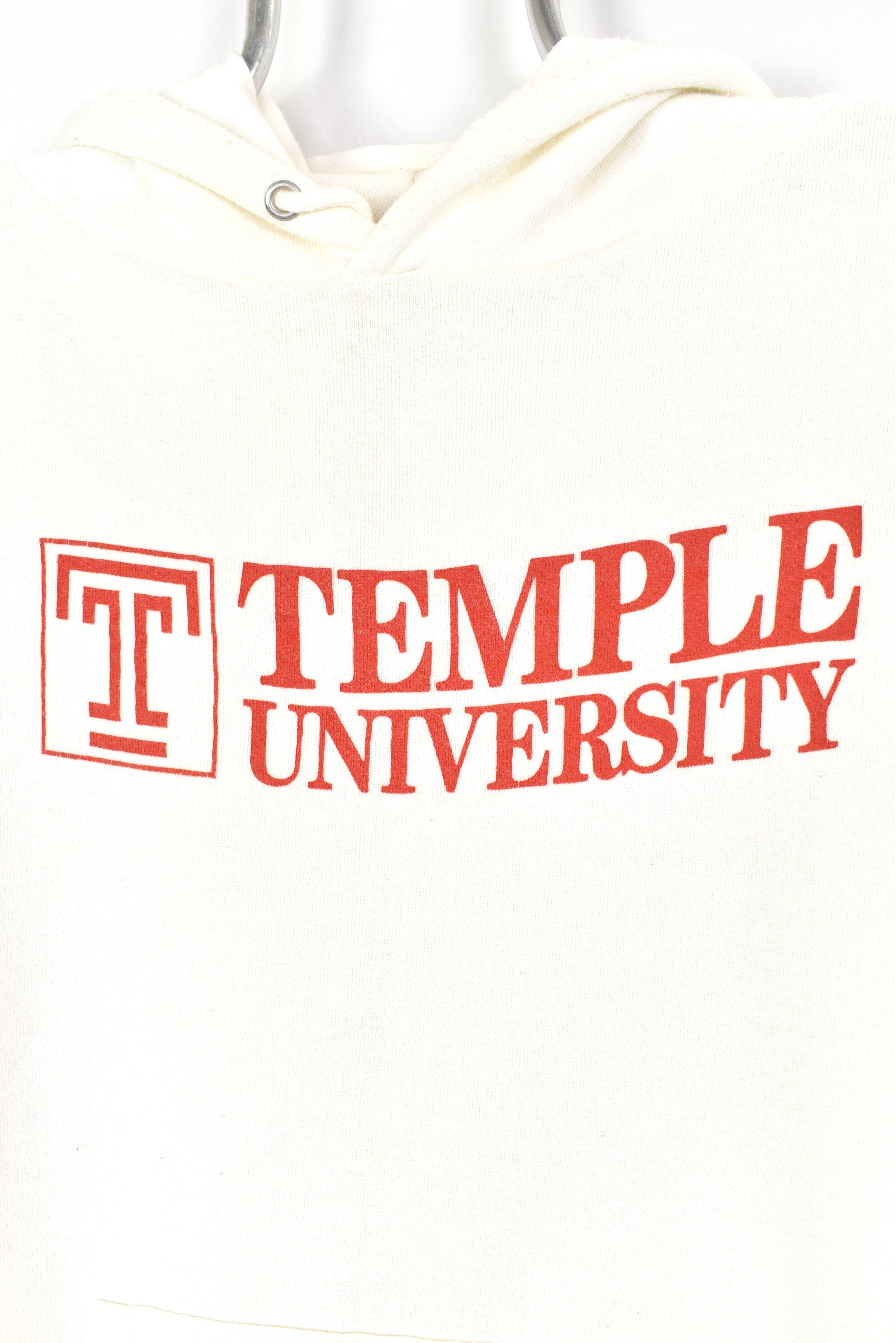 VINTAGE TEMPLE UNIVERSITY WHITE HOODIE | LARGE COLLEGE