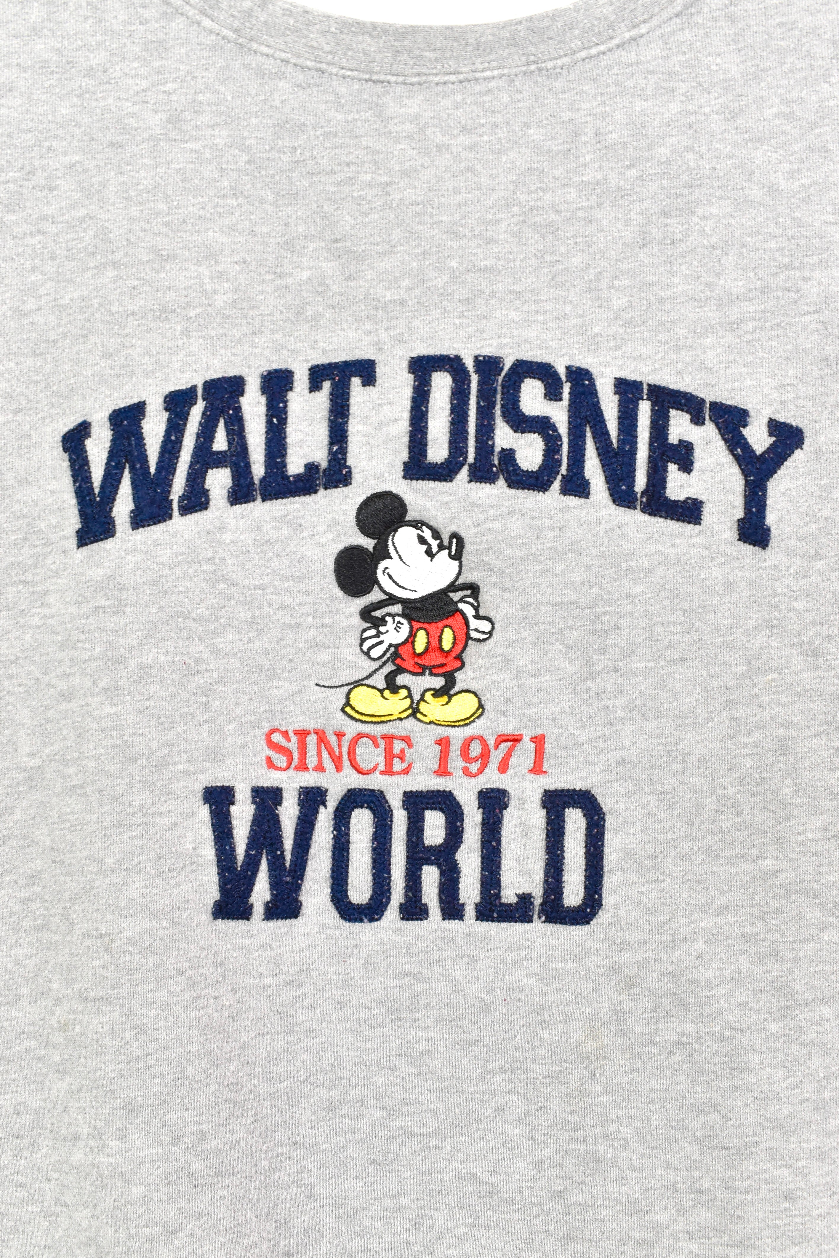 Vintage Disney sweatshirt, Mickey Mouse embroidered crewneck - XXXL, grey DISNEY / CARTOON