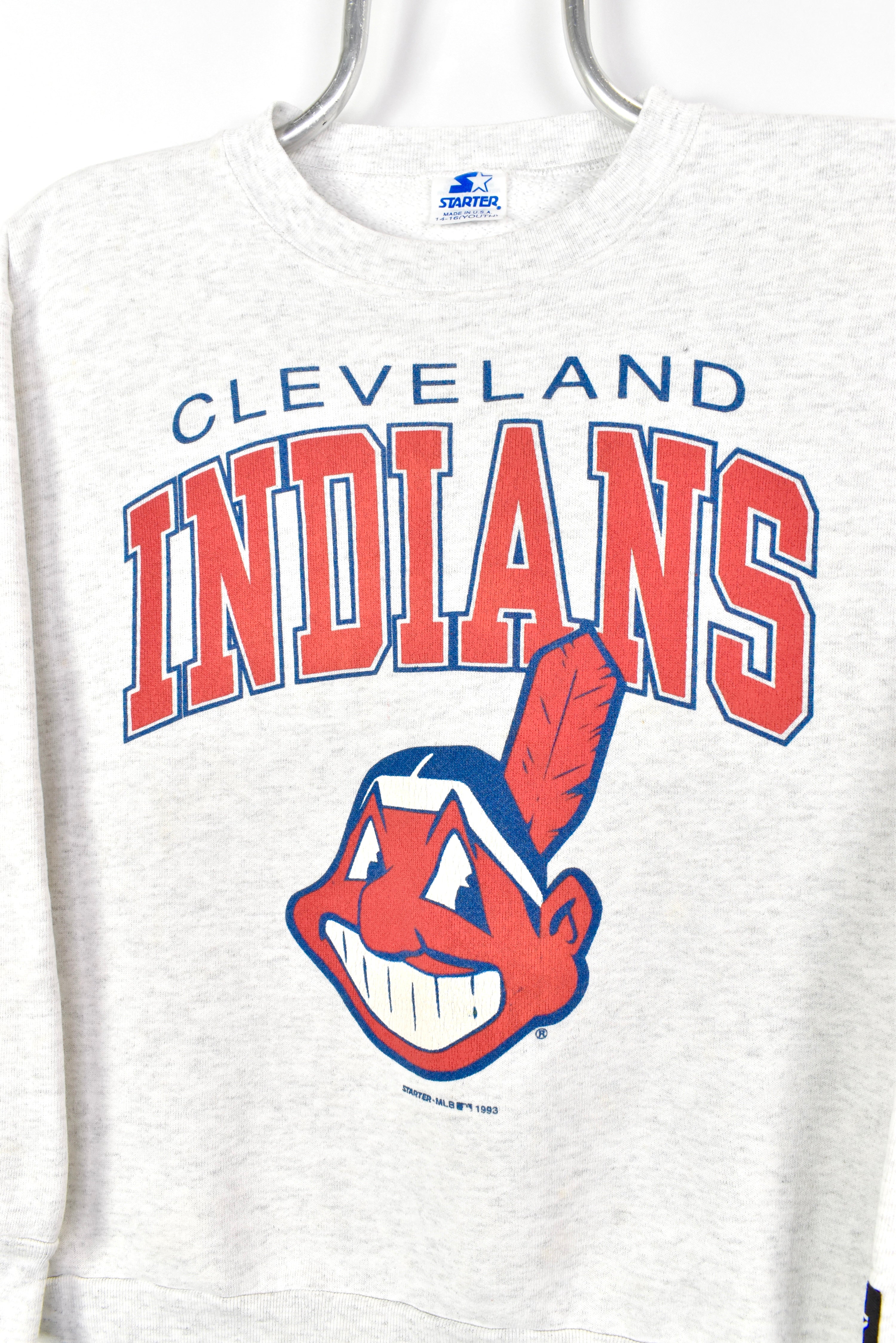 VINTAGE 1993 WOMEN'S MLB CLEVELAND INDIANS GREY SWEATSHIRT | SMALL PRO SPORT