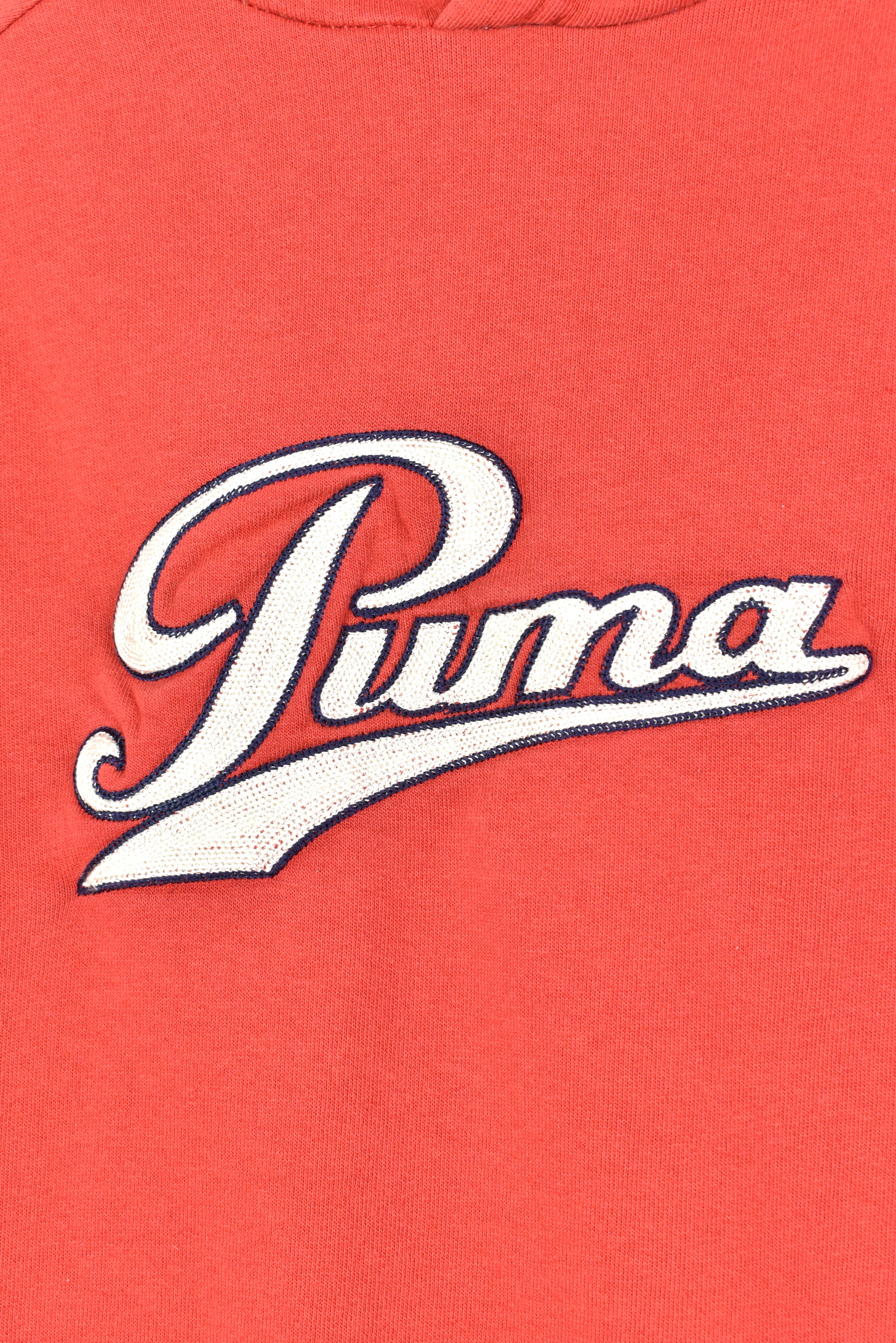 VINTAGE PUMA EMBROIDERED RED HOODIE | SMALL PUMA