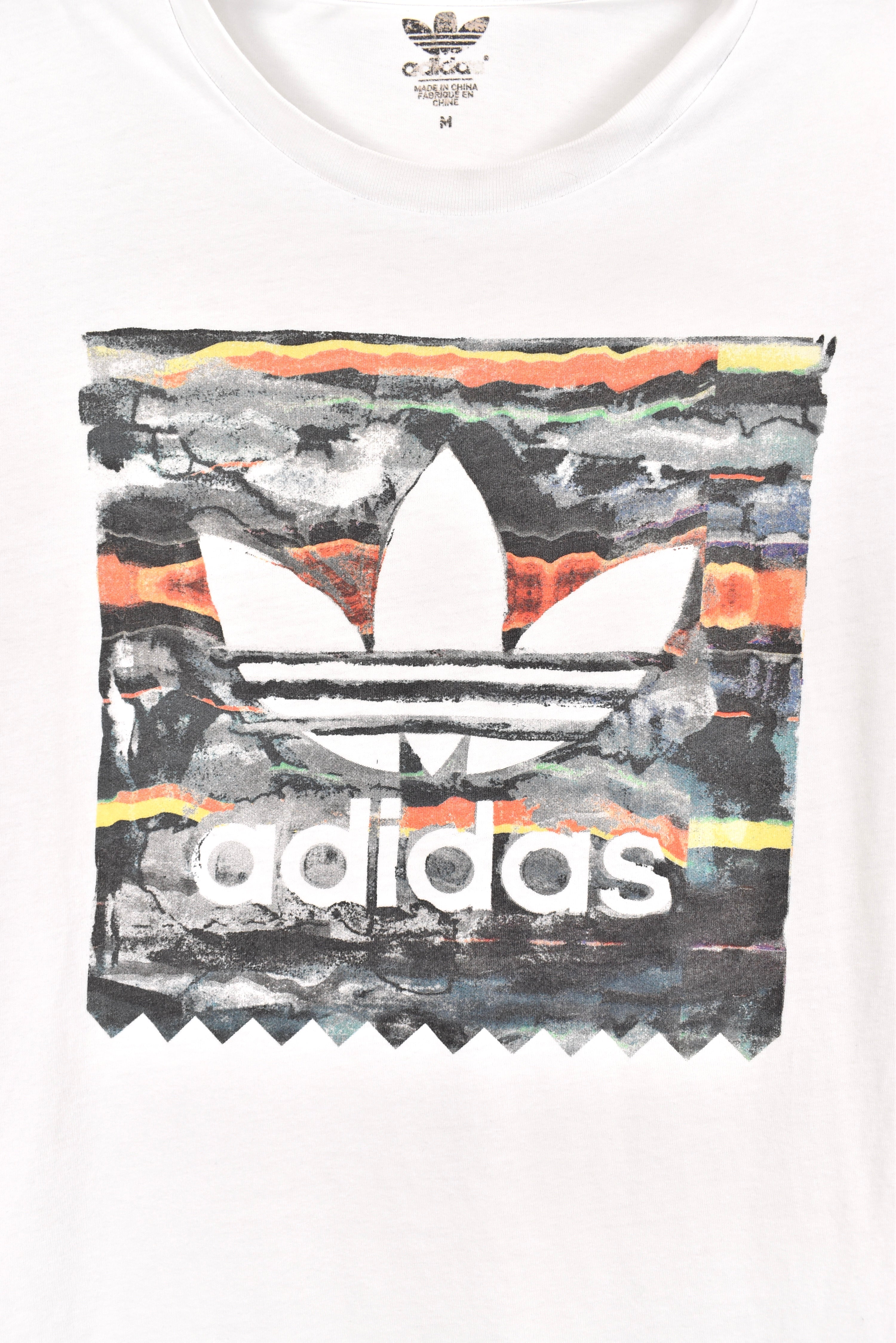 Women's modern Adidas shirt, white graphic tee - AU M ADIDAS