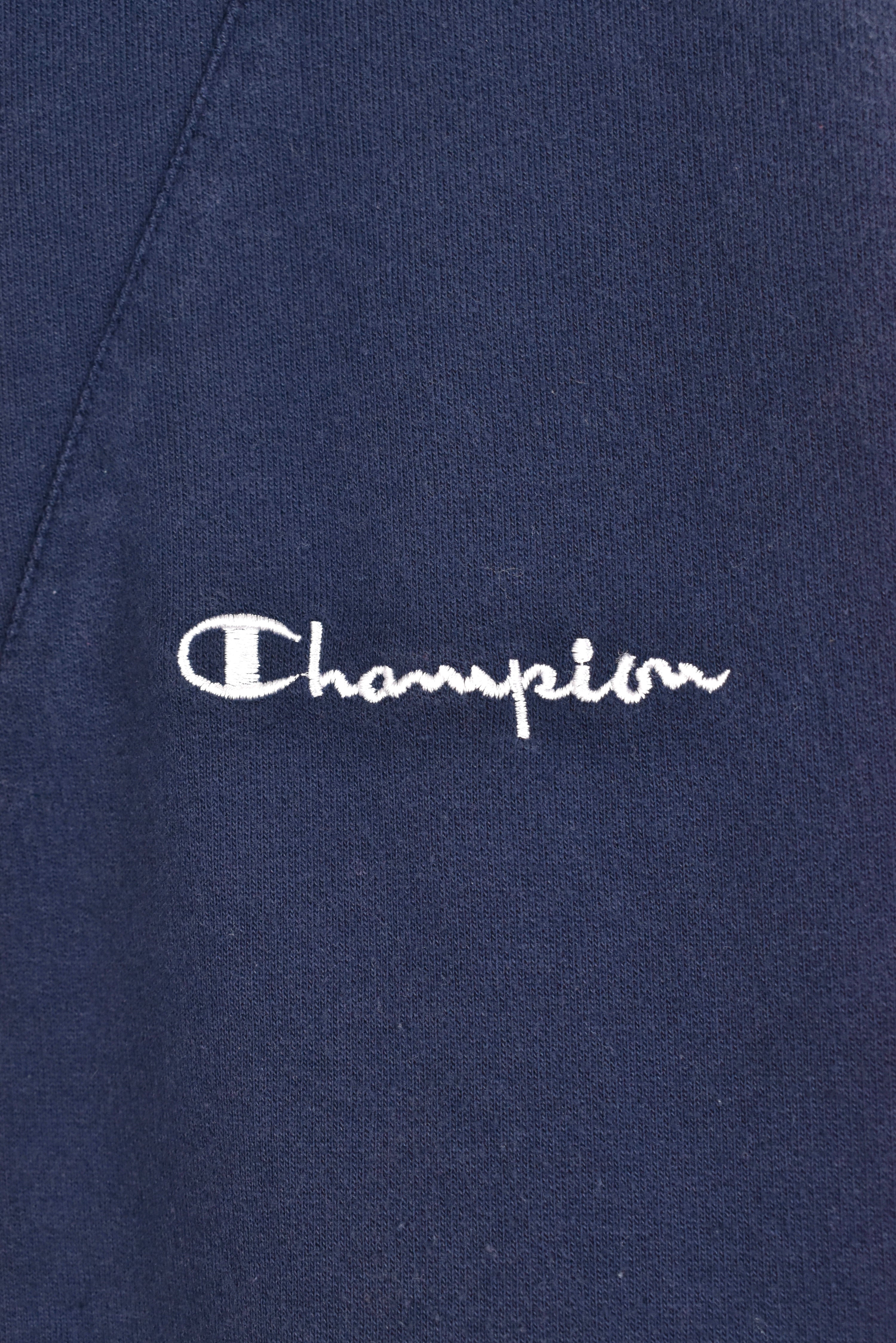 Vintage Champion sweatshirt, navy blue embroidered 1/4 zip jumper - AU XL CHAMPION