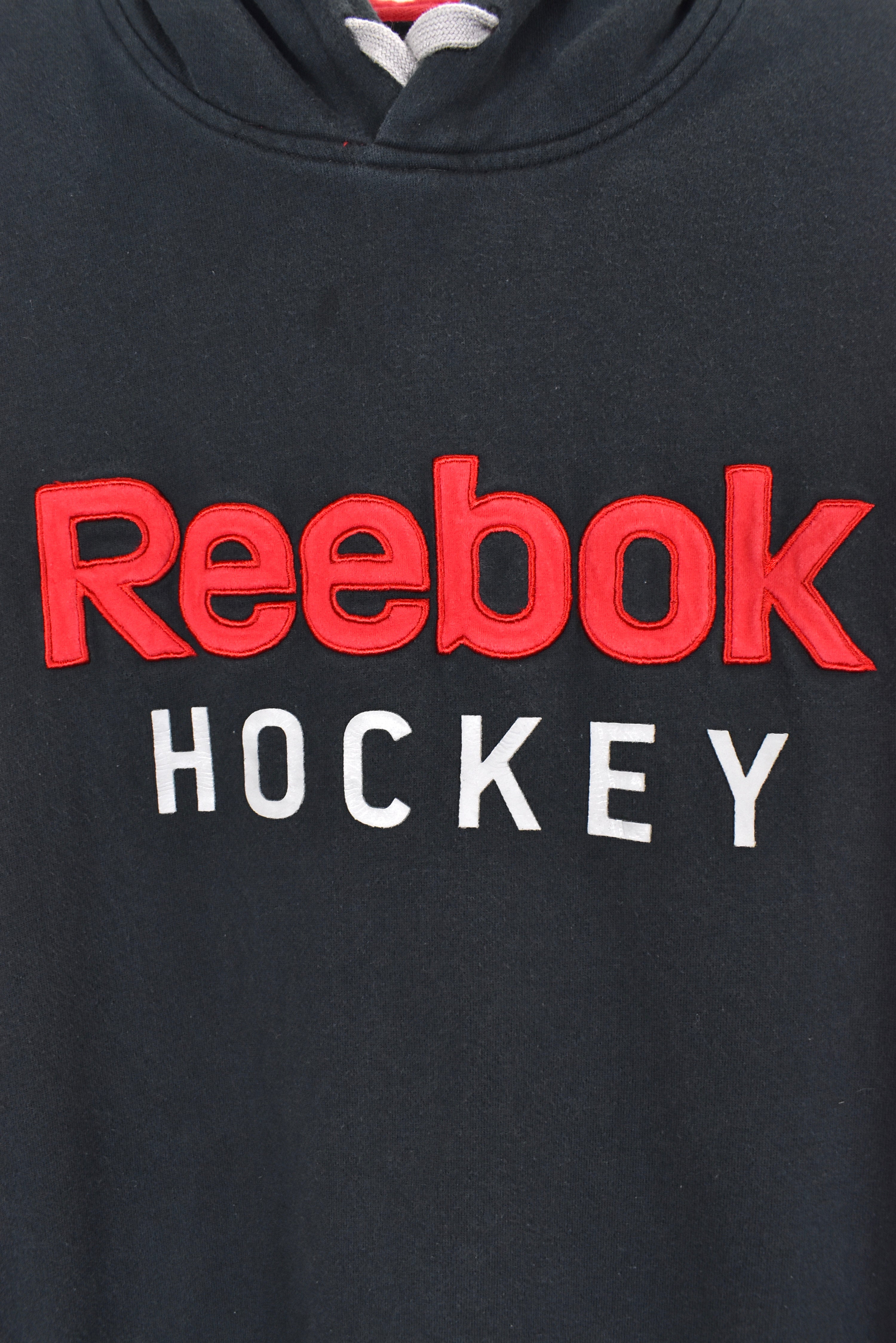 Vintage Reebok hoodie, black embroidered sweatshirt - AU XL REEBOK