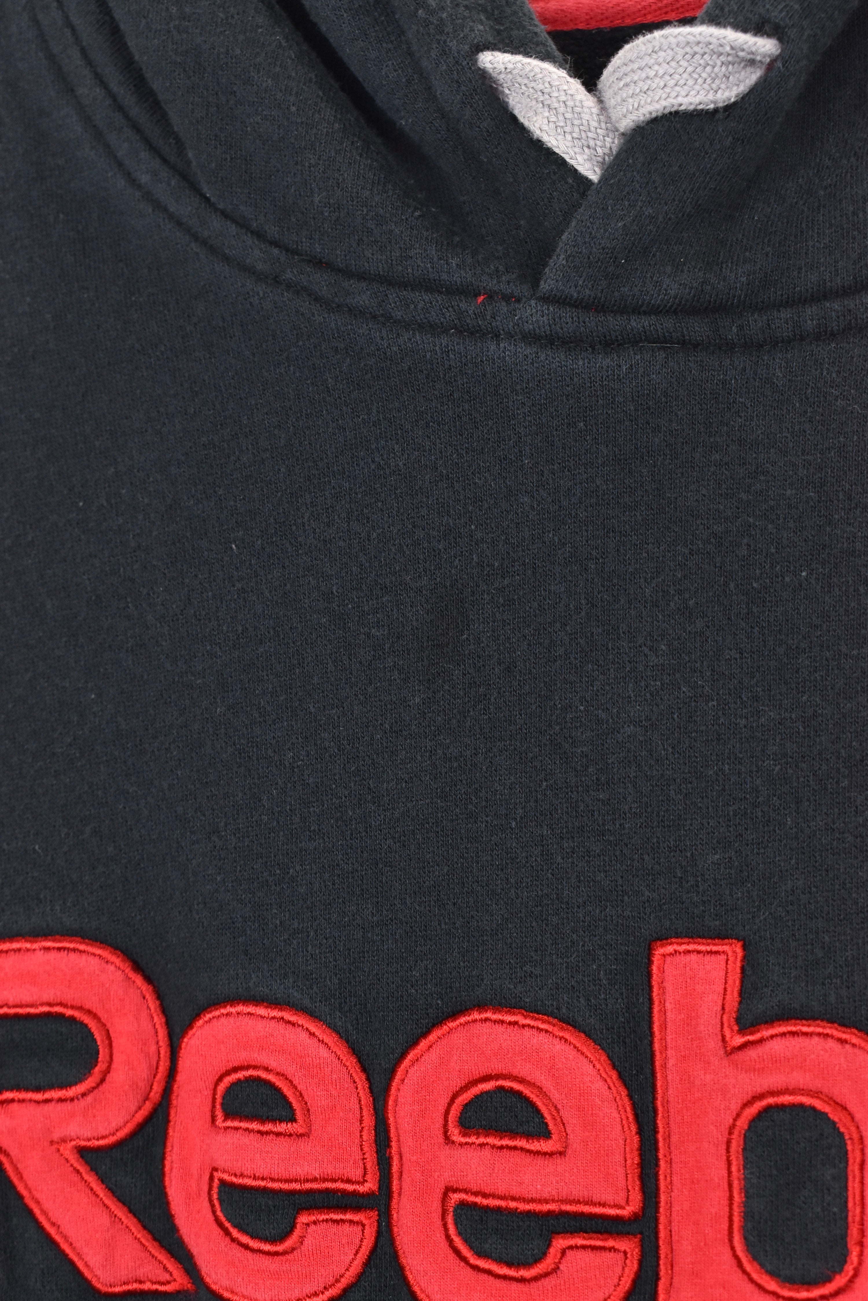 Vintage Reebok hoodie, black embroidered sweatshirt - AU XL REEBOK