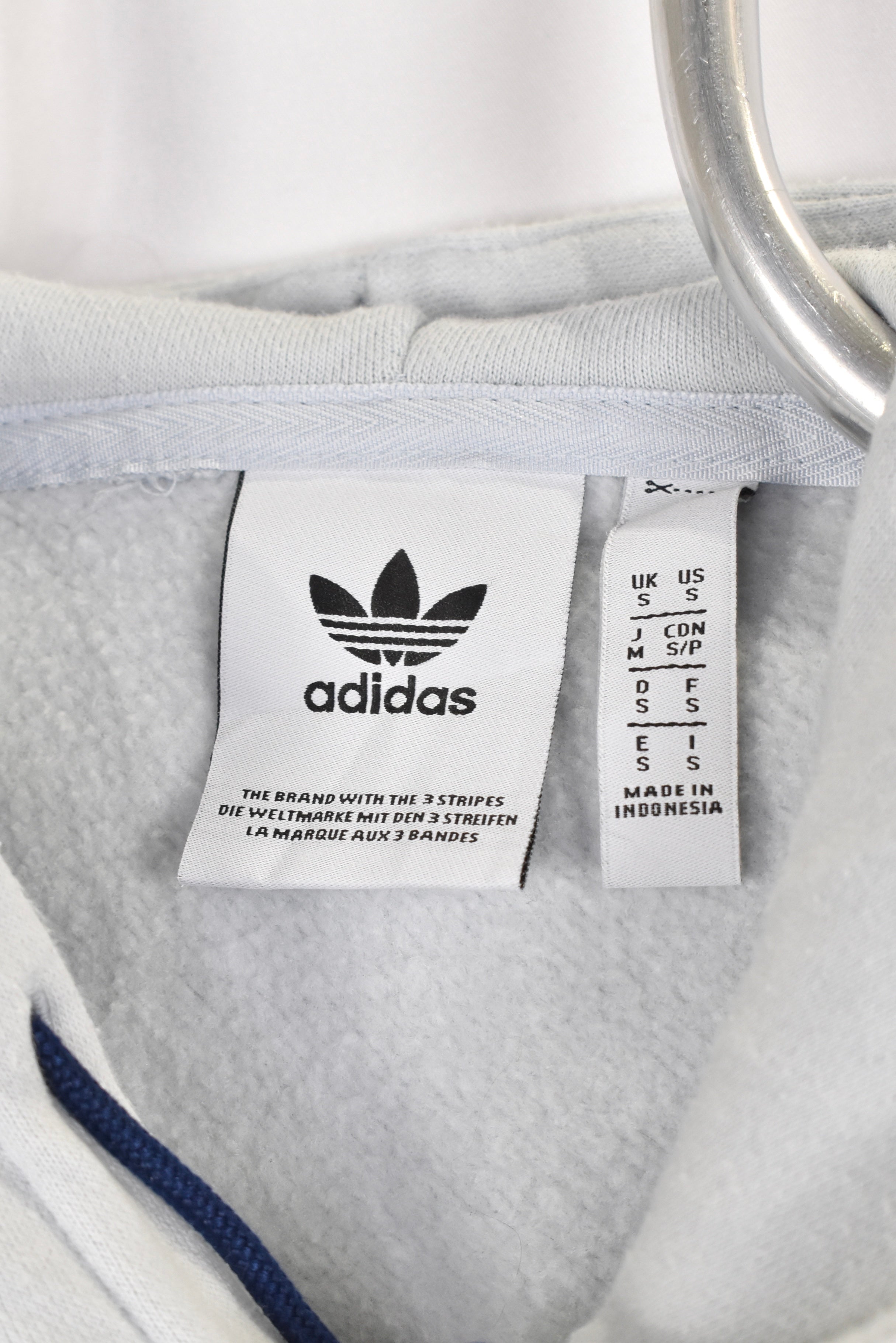 Vintage Adidas hoodie, grey embroidered sweatshirt - AU Medium