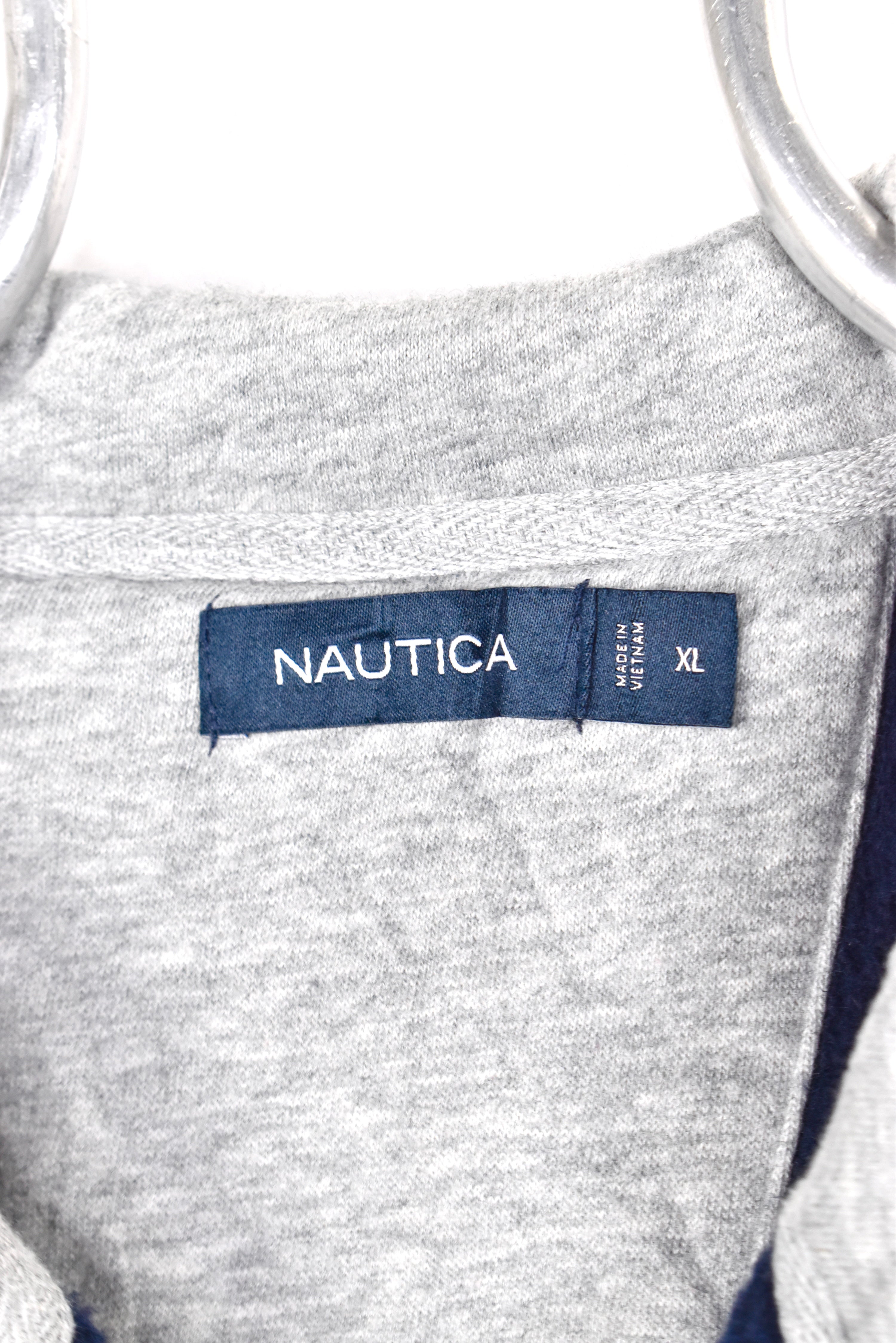 Vintage Nautica sweatshirt, navy blue embroidered 1/4 zip jumper - AU XL NAUTICA