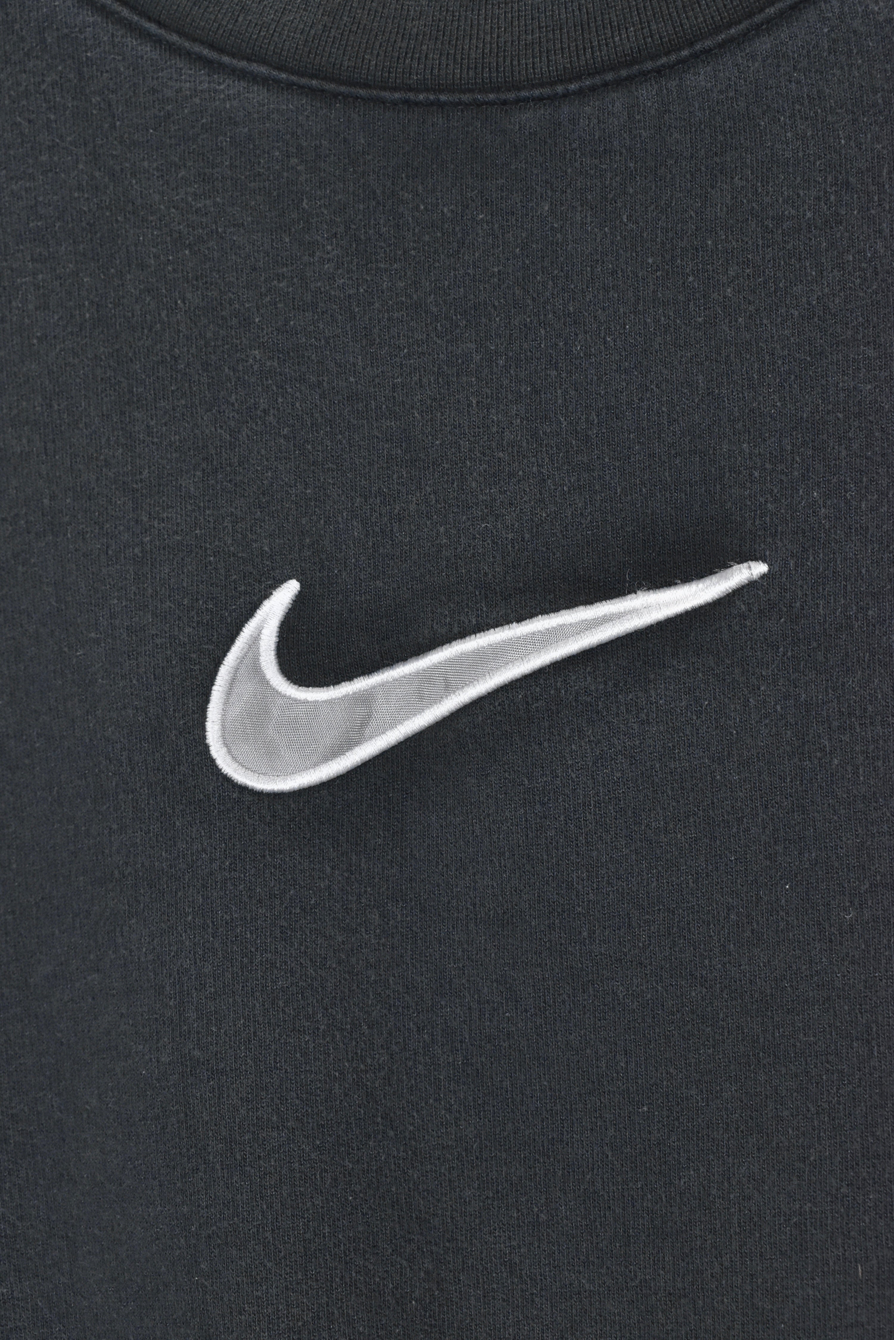 Vintage Nike sweatshirt, black centre swoosh embroidered crewneck - AU Large NIKE