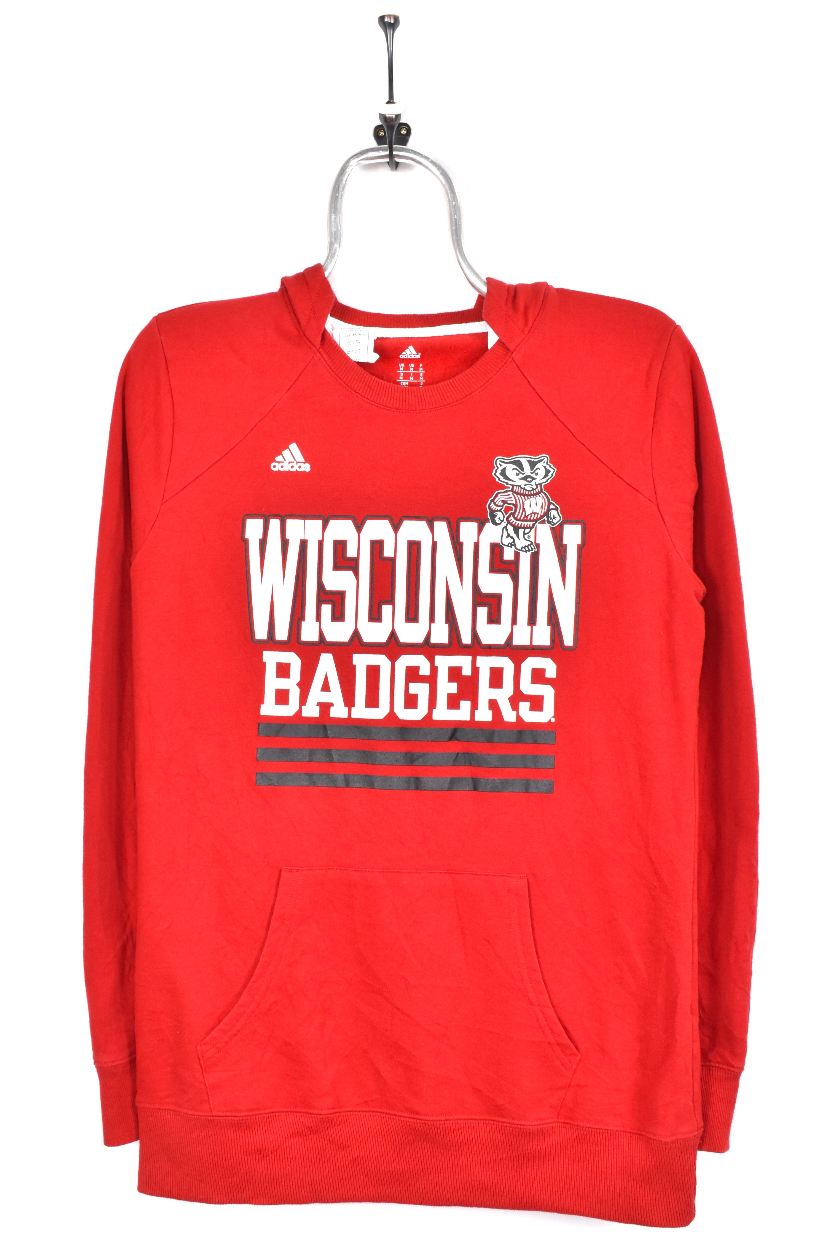 Women's modern University of Wisconsin hoodie, red graphic sweatshirt - AU M COLLEGE