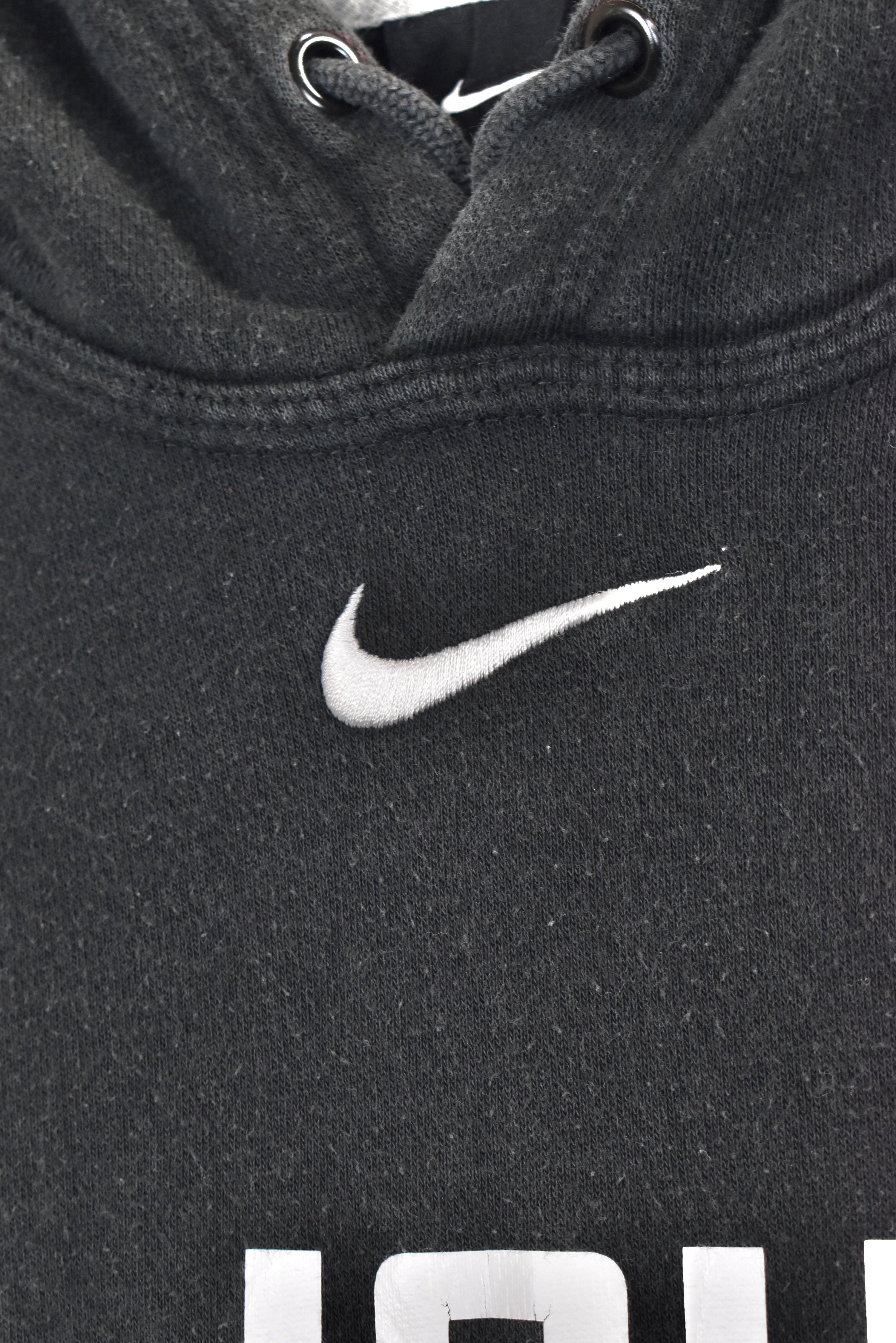 Vintage Nike hoodie, black embroidered sweatshirt - AU Medium NIKE