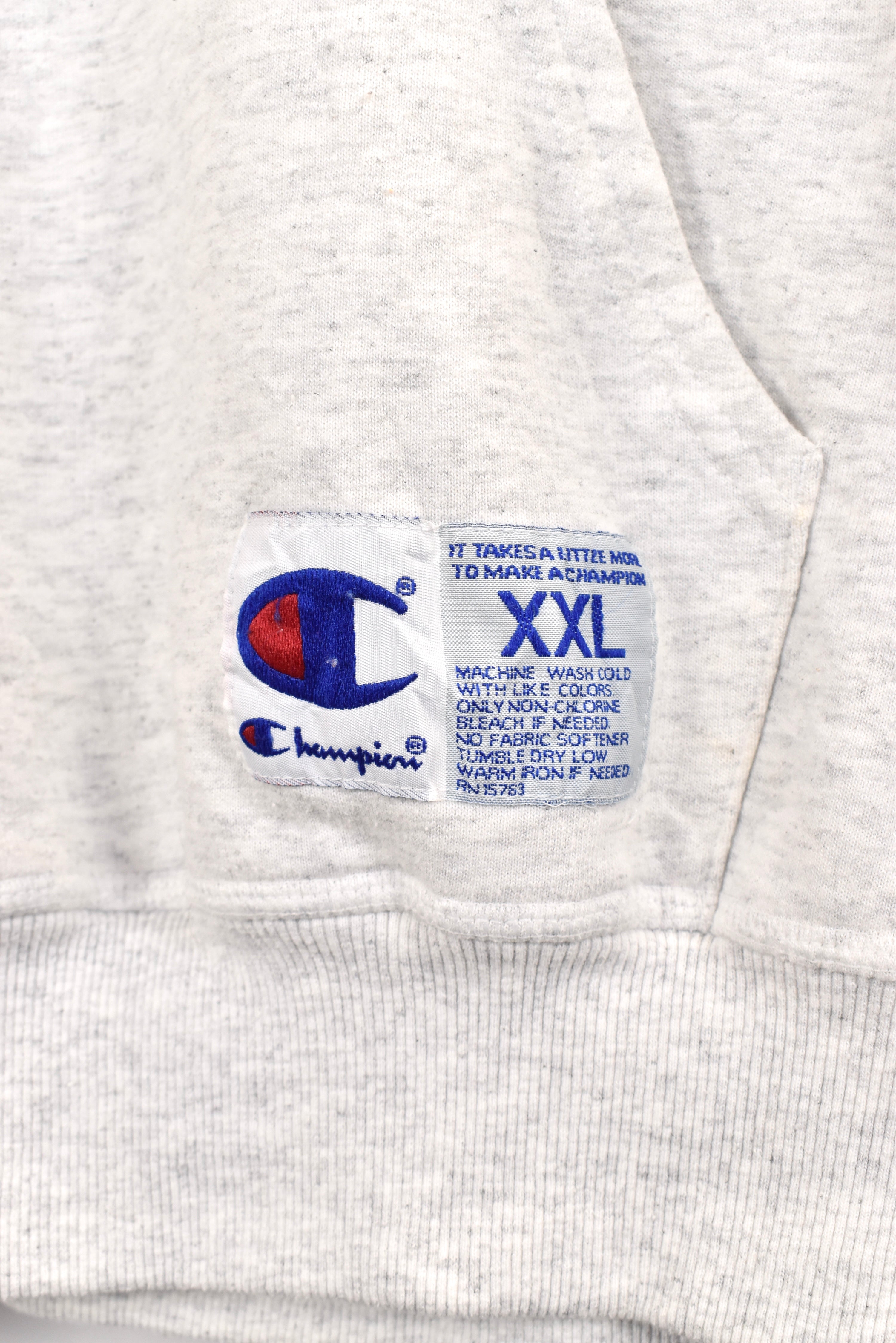 Vintage Champion hoodie, white graphic sweatshirt - AU XXL CHAMPION