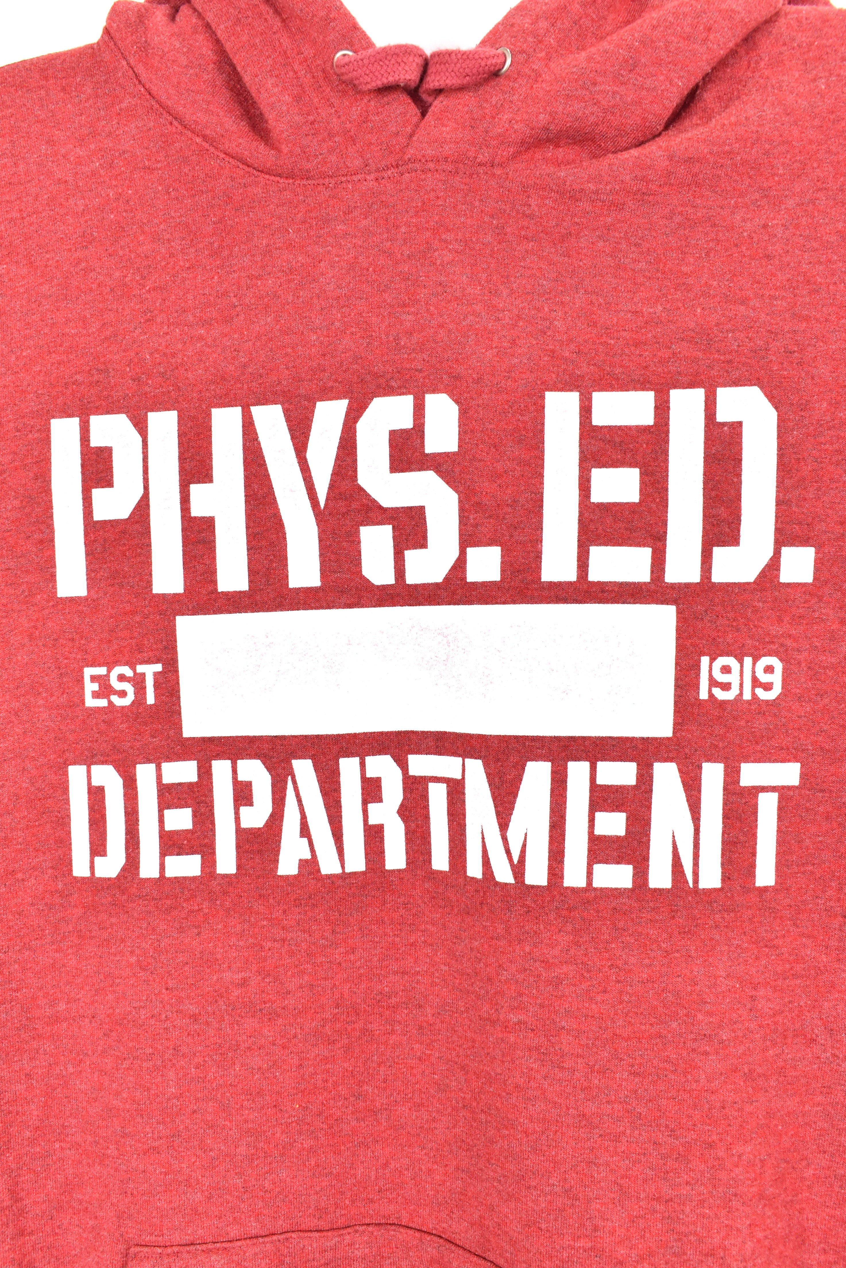 Modern Champion hoodie, red graphic sweatshirt - AU Large CHAMPION