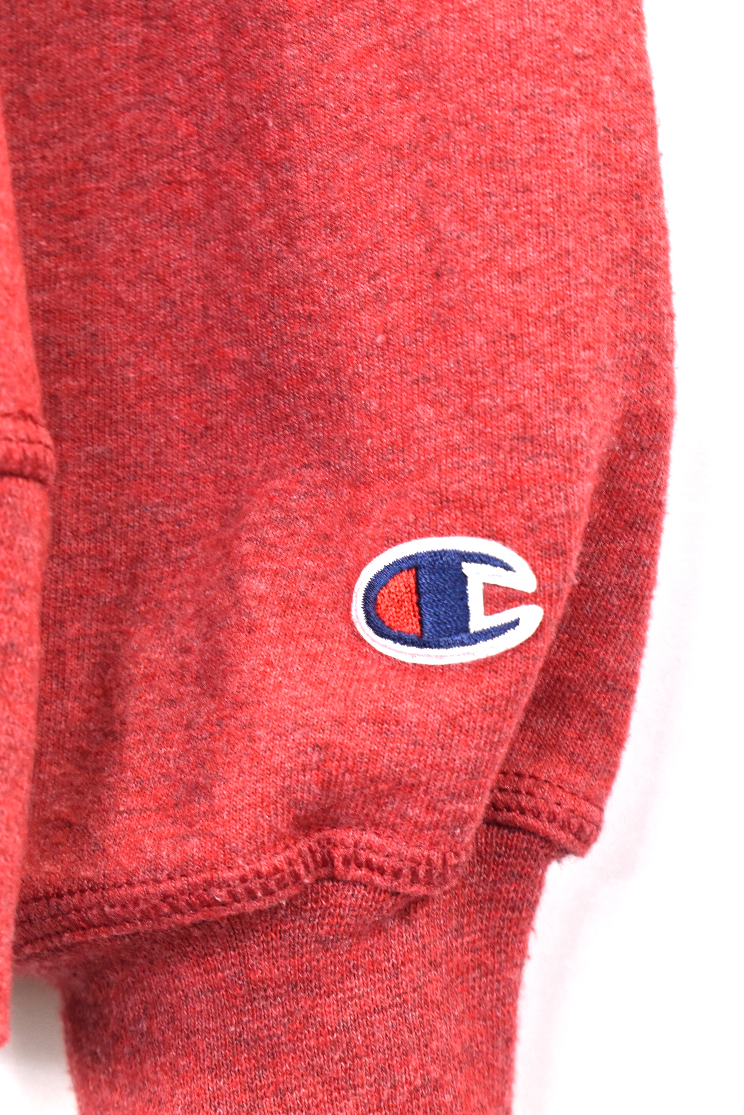 Modern Champion hoodie, red graphic sweatshirt - AU Large CHAMPION