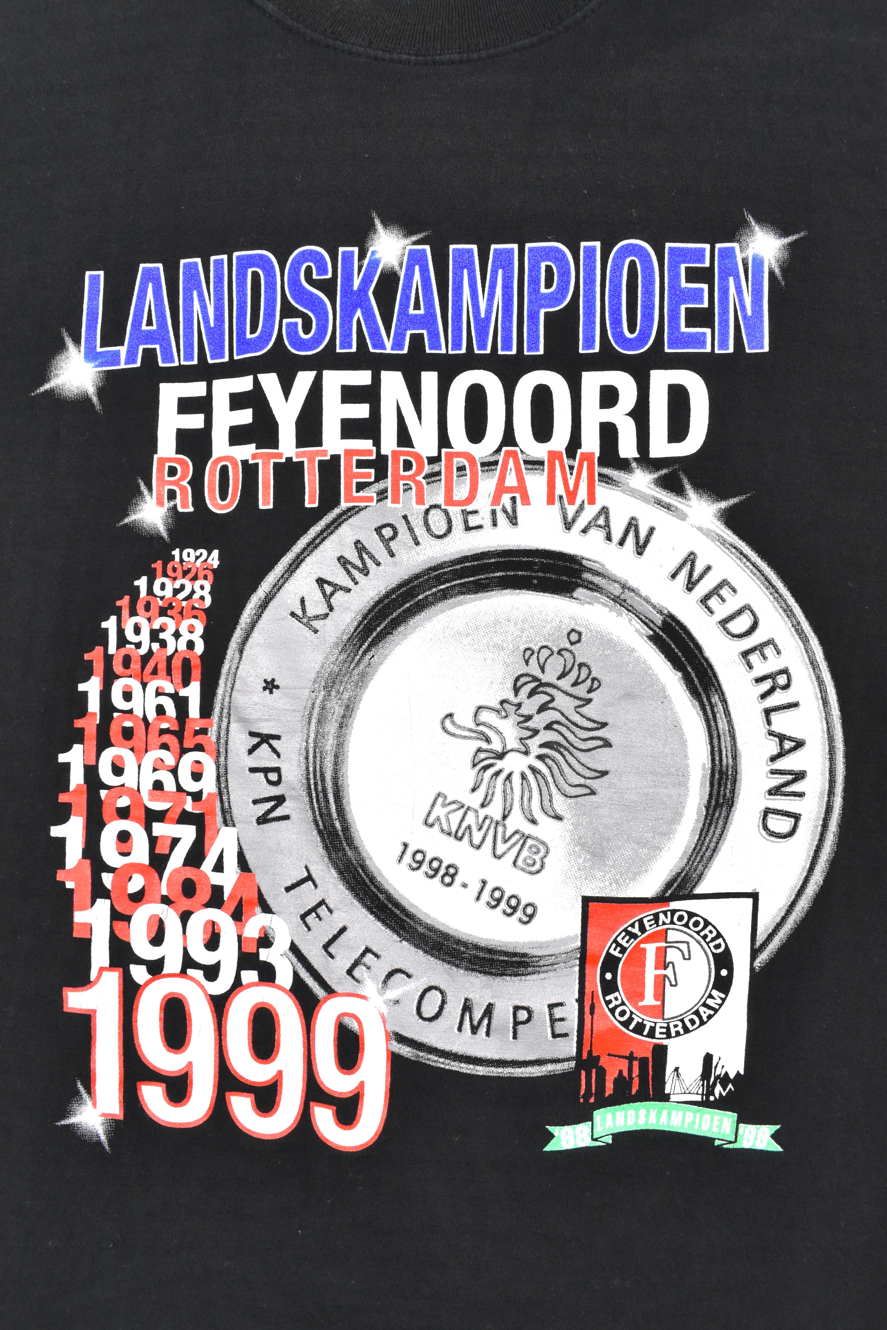 Vintage Feyenoord Rotterdam shirt, 1999 soccer black graphic tee - AU XS PRO SPORT