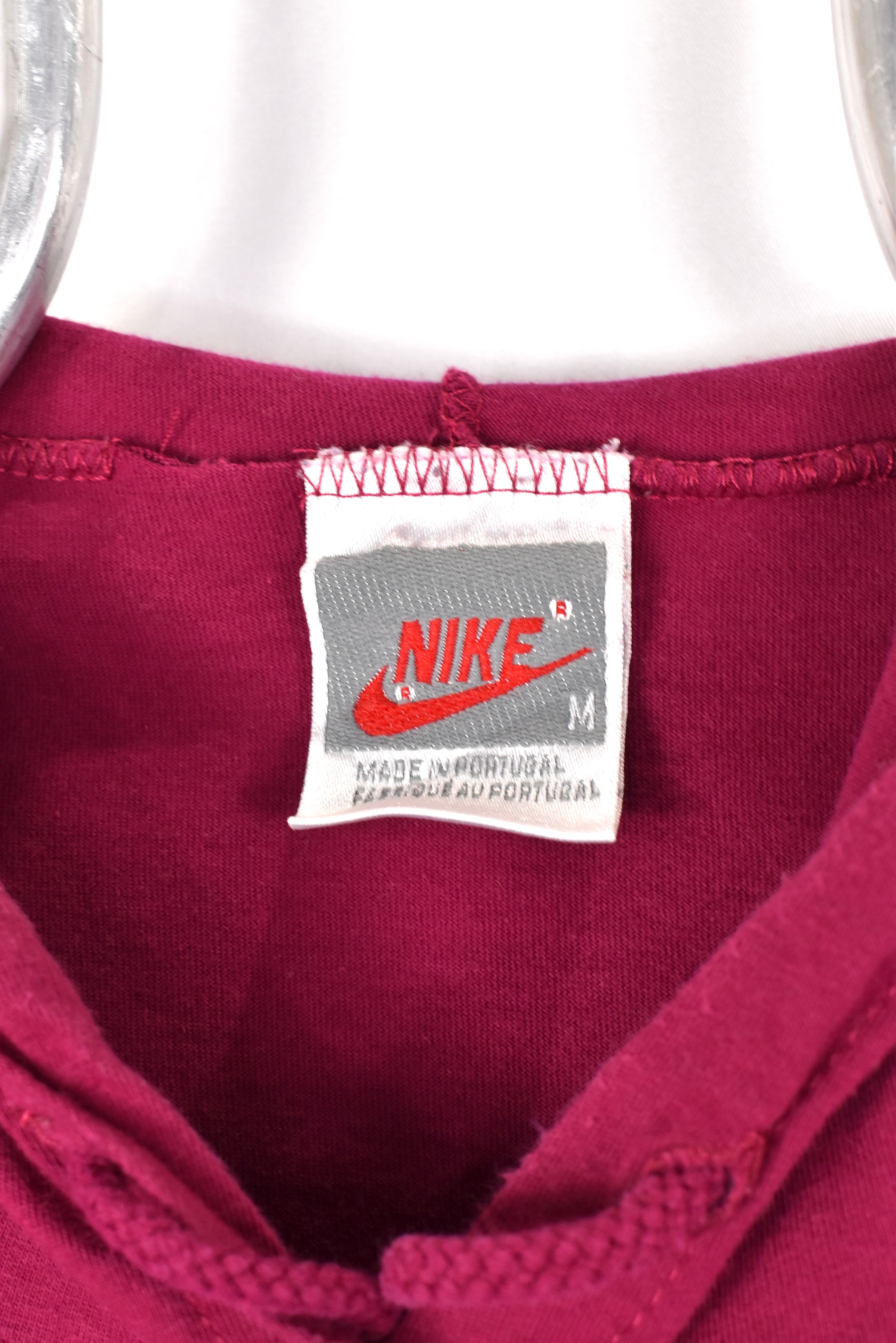 Vintage Nike shirt, 80's burgundy embroidered hooded tee - AU L NIKE