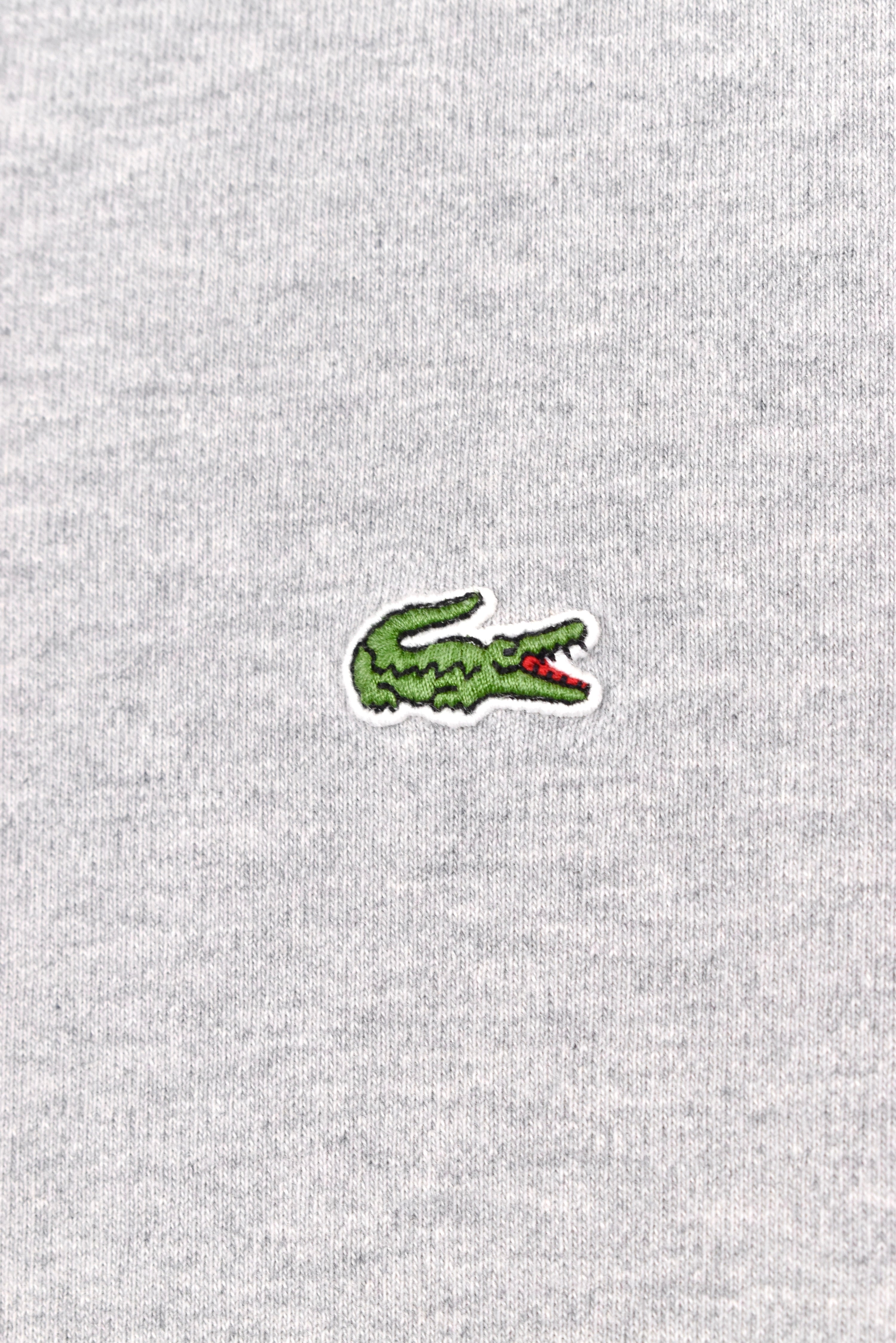 Vintage Lacoste sweatshirt, grey embroidered 1/4 zip jumper - AU L LACOSTE