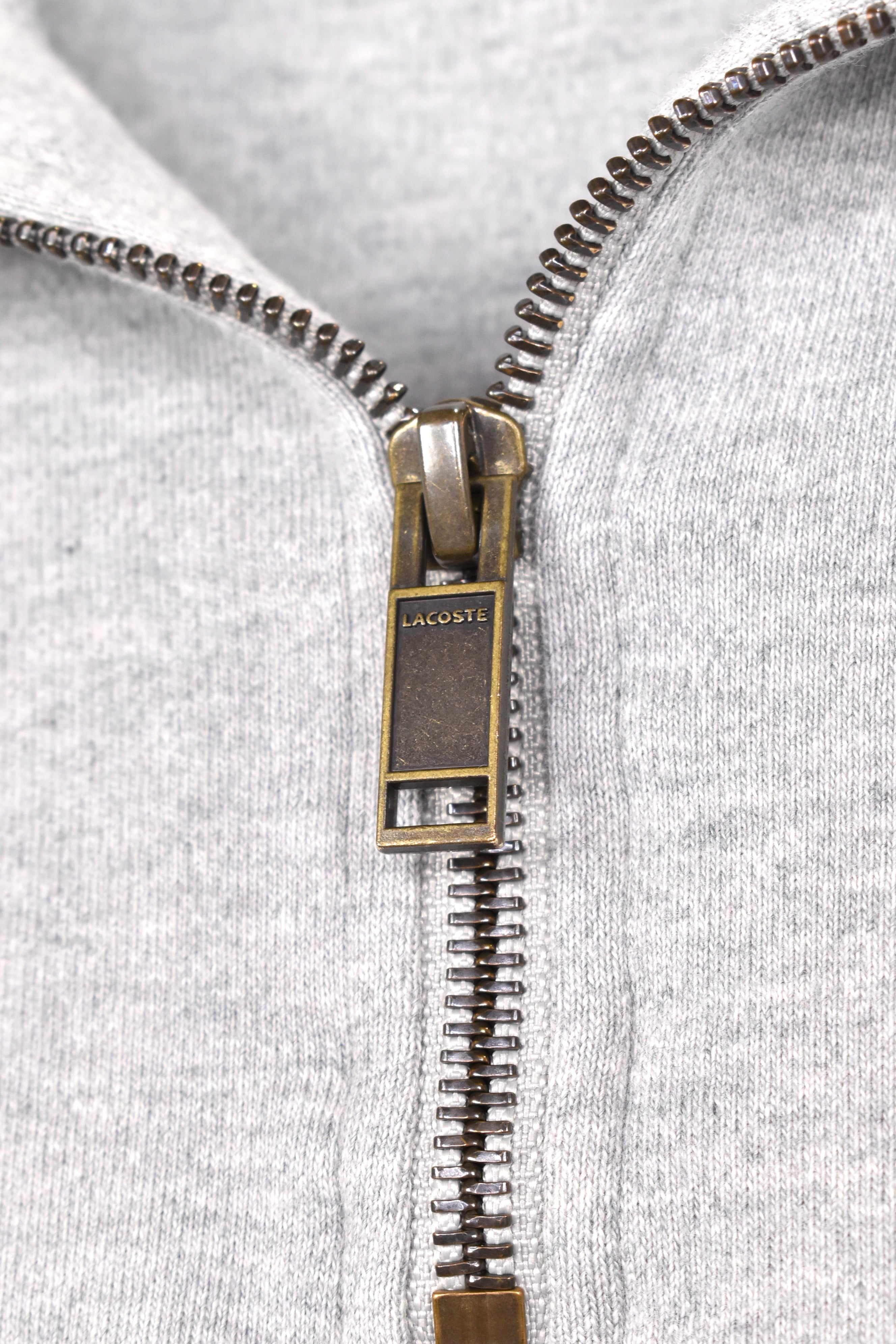 Vintage Lacoste sweatshirt, grey embroidered 1/4 zip jumper - AU L LACOSTE