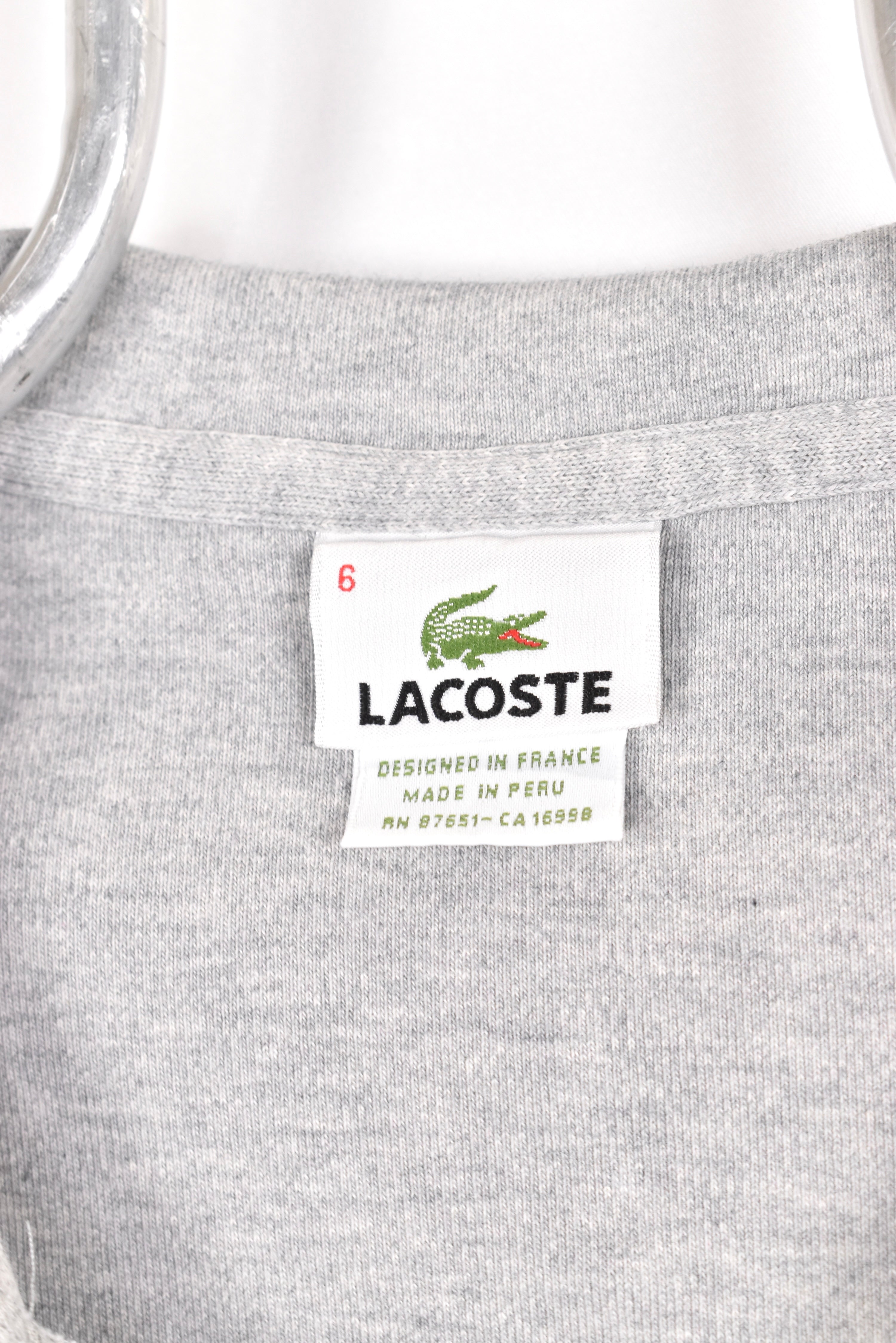 Vintage Lacoste sweatshirt, grey embroidered 1/4 zip jumper - AU L LACOSTE