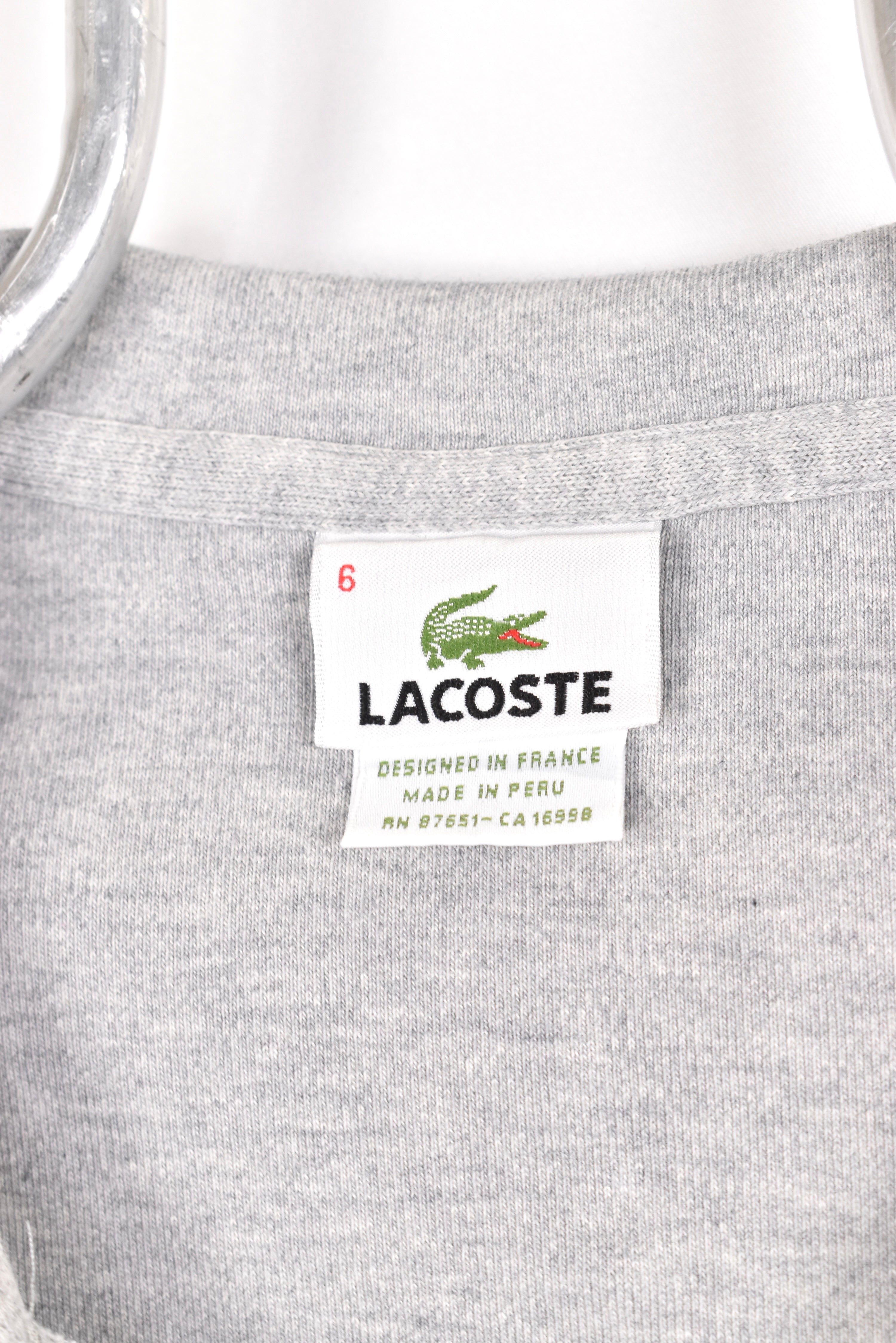 Vintage Lacoste sweatshirt, grey embroidered 1/4 zip jumper - AU L LACOSTE