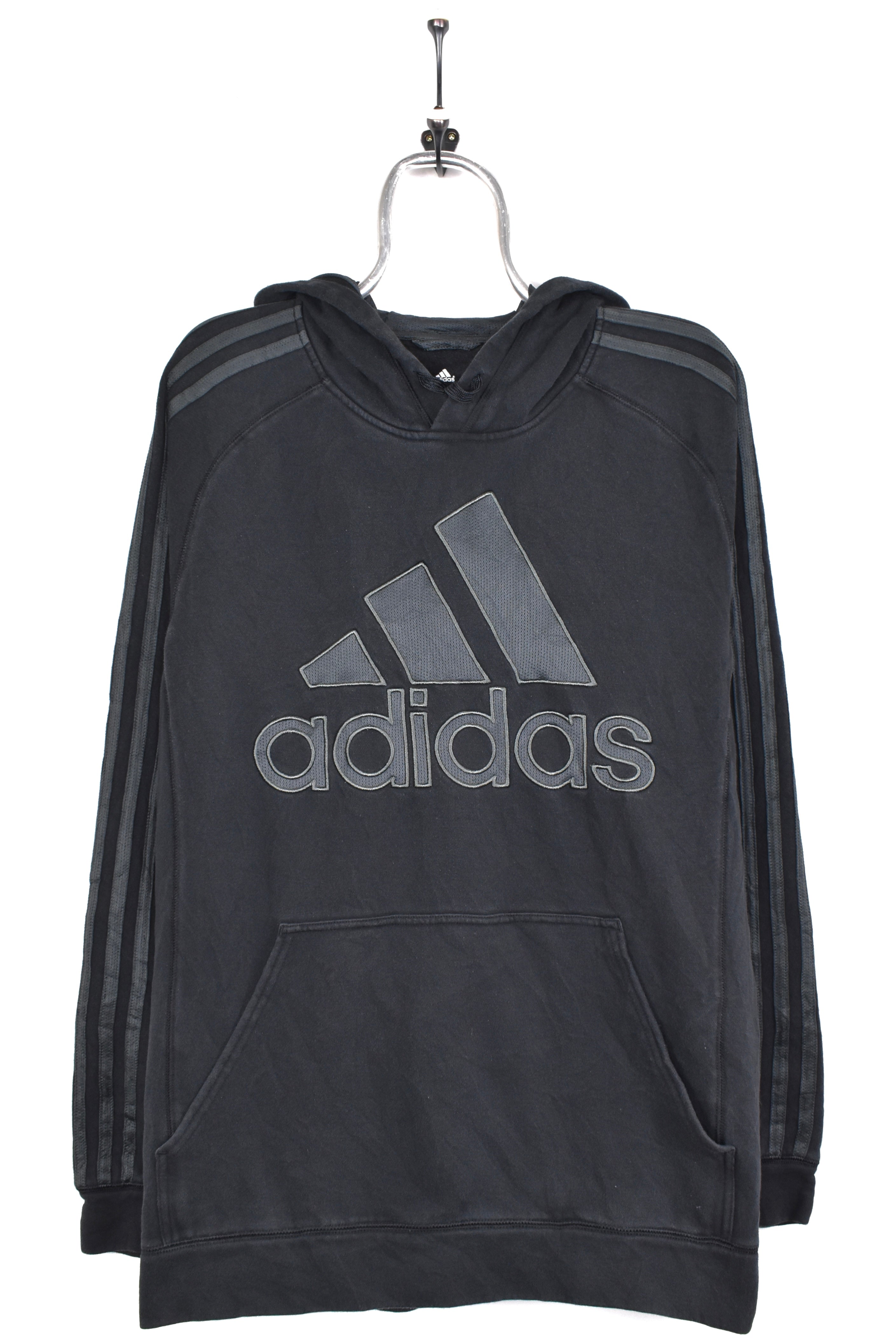 Vintage Adidas hoodie, black embroidered sweatshirt - AU Large ADIDAS