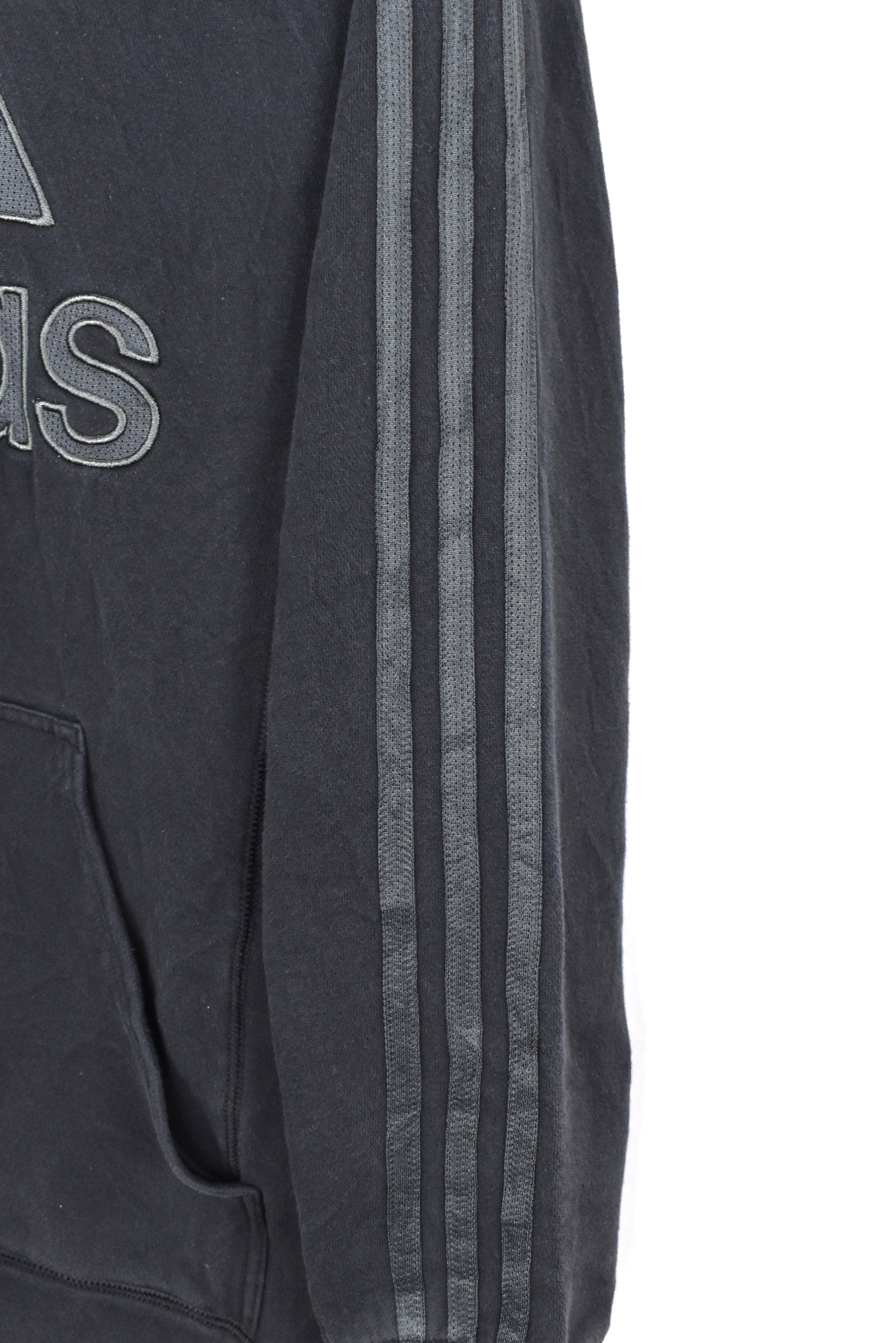 Vintage Adidas hoodie, black embroidered sweatshirt - AU Large ADIDAS