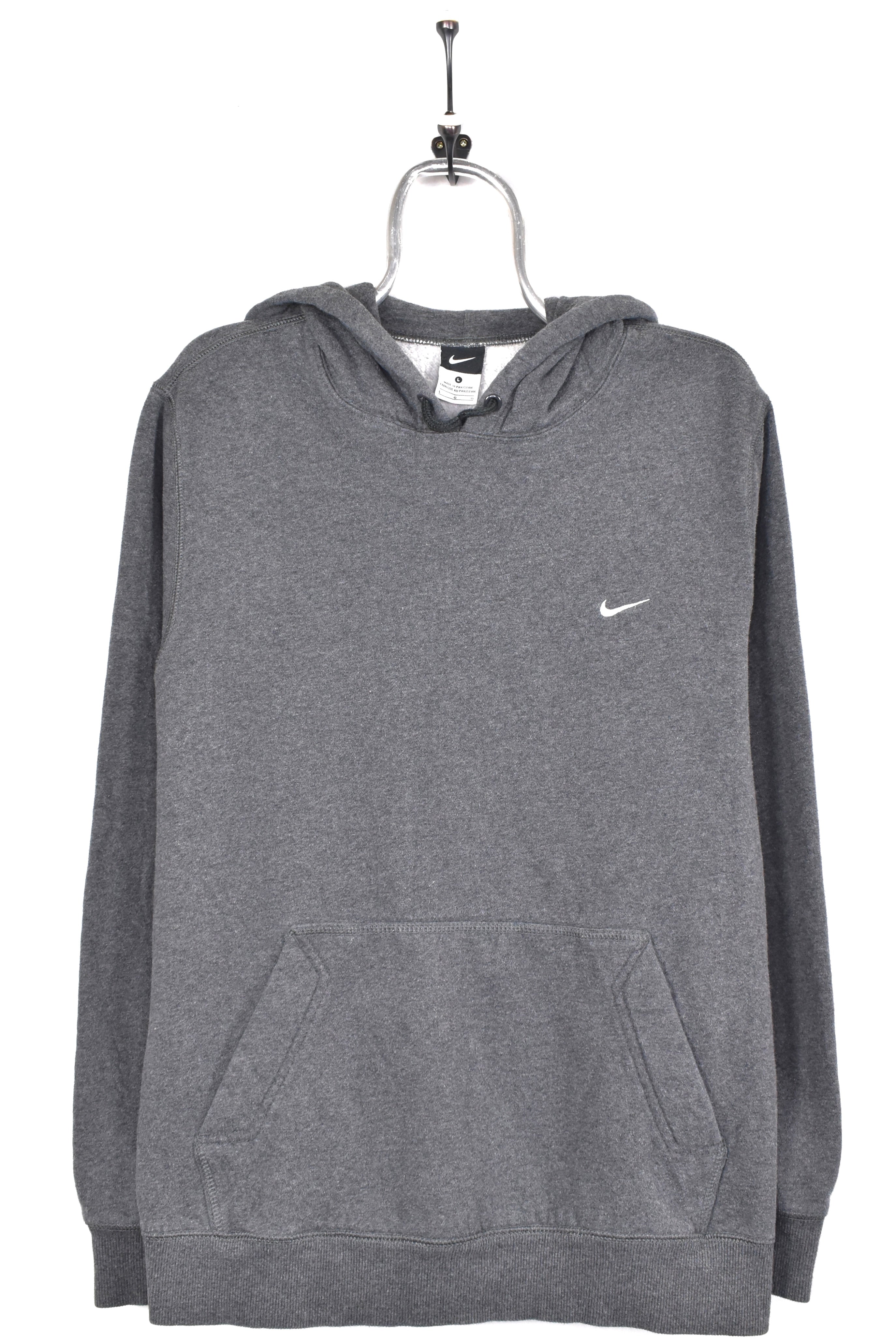 Vintage Nike hoodie, grey embroidered sweatshirt - AU Large NIKE