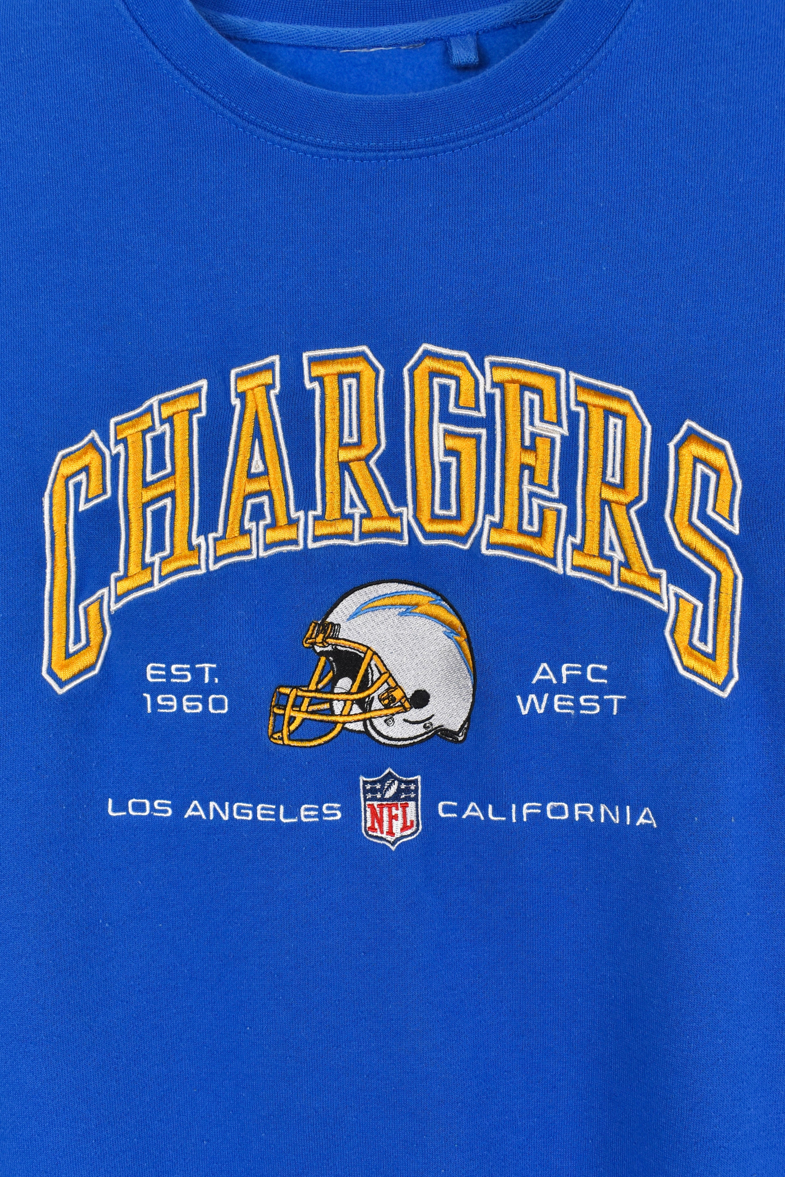 Modern Los Angeles Chargers sweatshirt, NFL blue embroidered crewneck - M/L