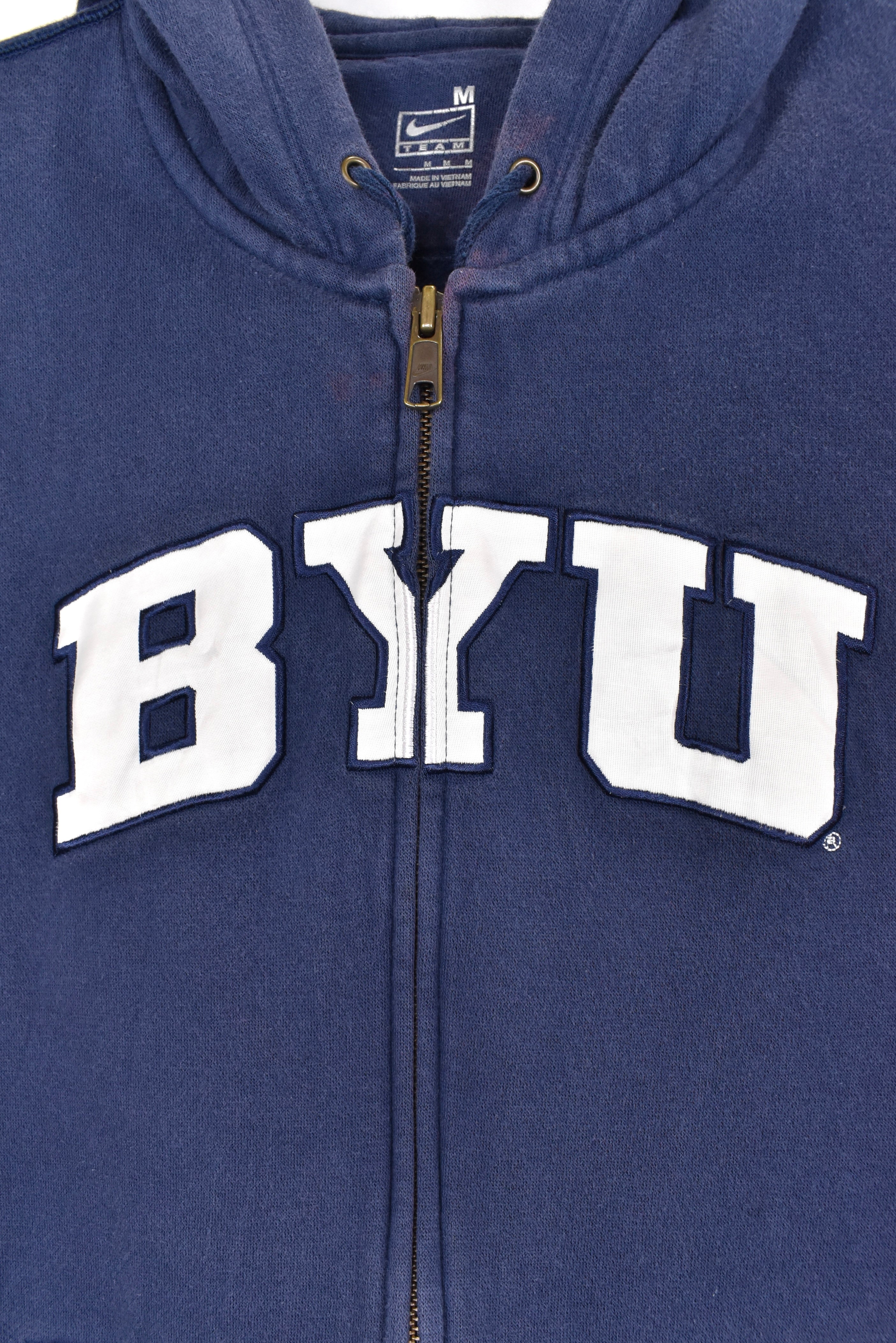 Vintage BYU hoodie, navy blue embroidered sweatshirt - AU Medium COLLEGE
