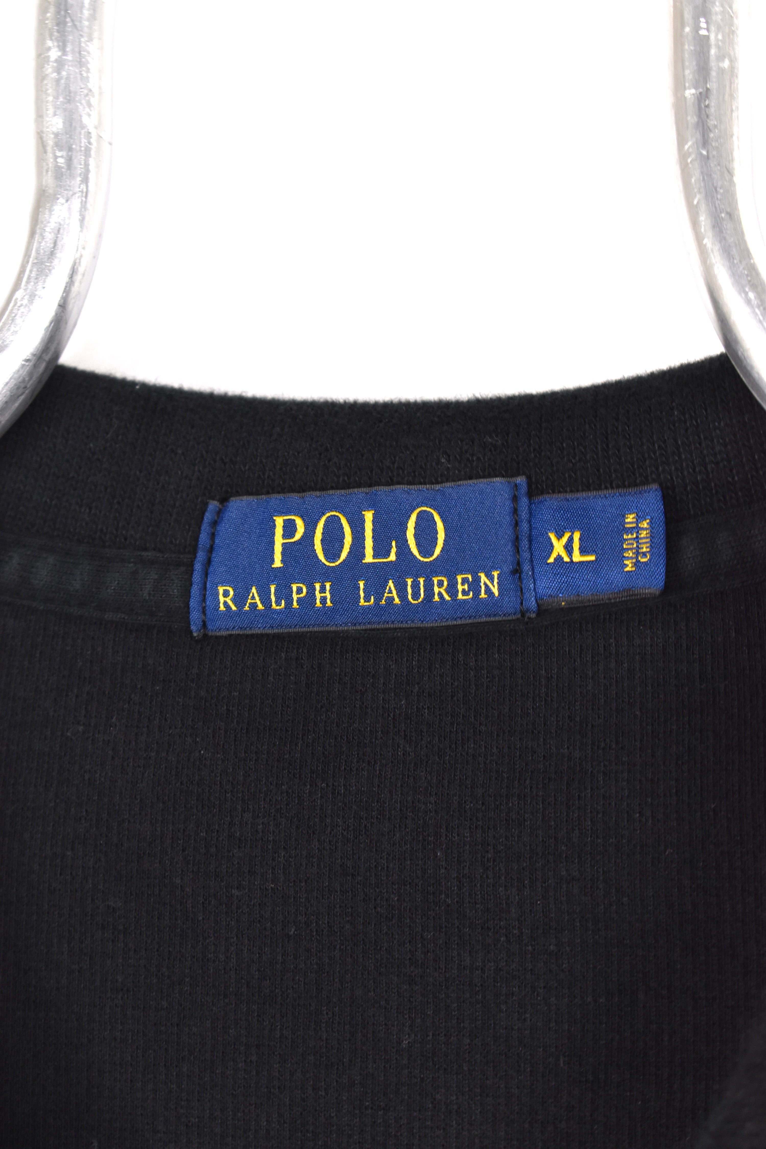 Vintage Ralph Lauren sweatshirt, navy blue embroidered 1/4 zip jumper - AU XL RALPH LAUREN