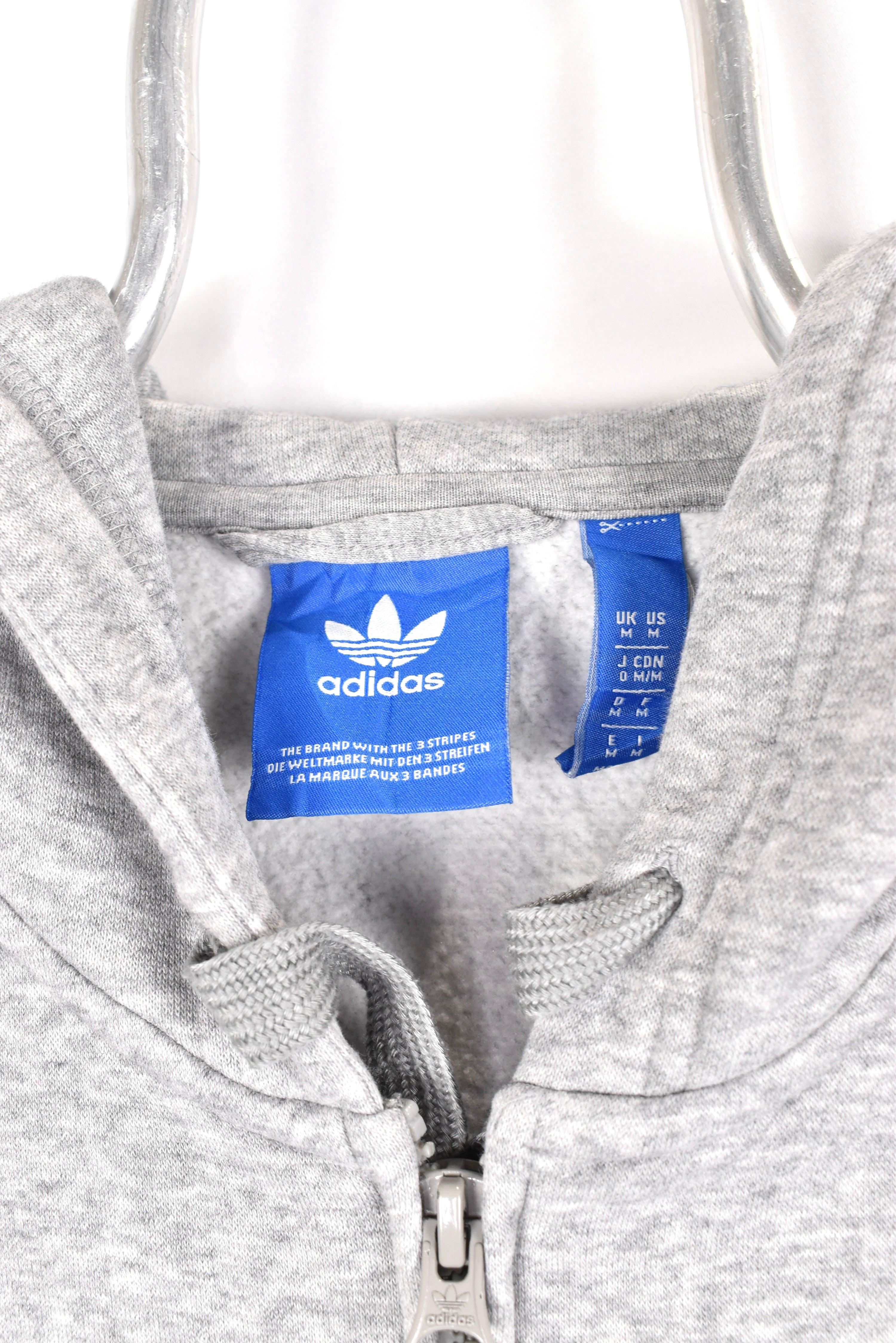Women's modern Adidas hoodie, grey graphic sweatshirt - AU Large ADIDAS