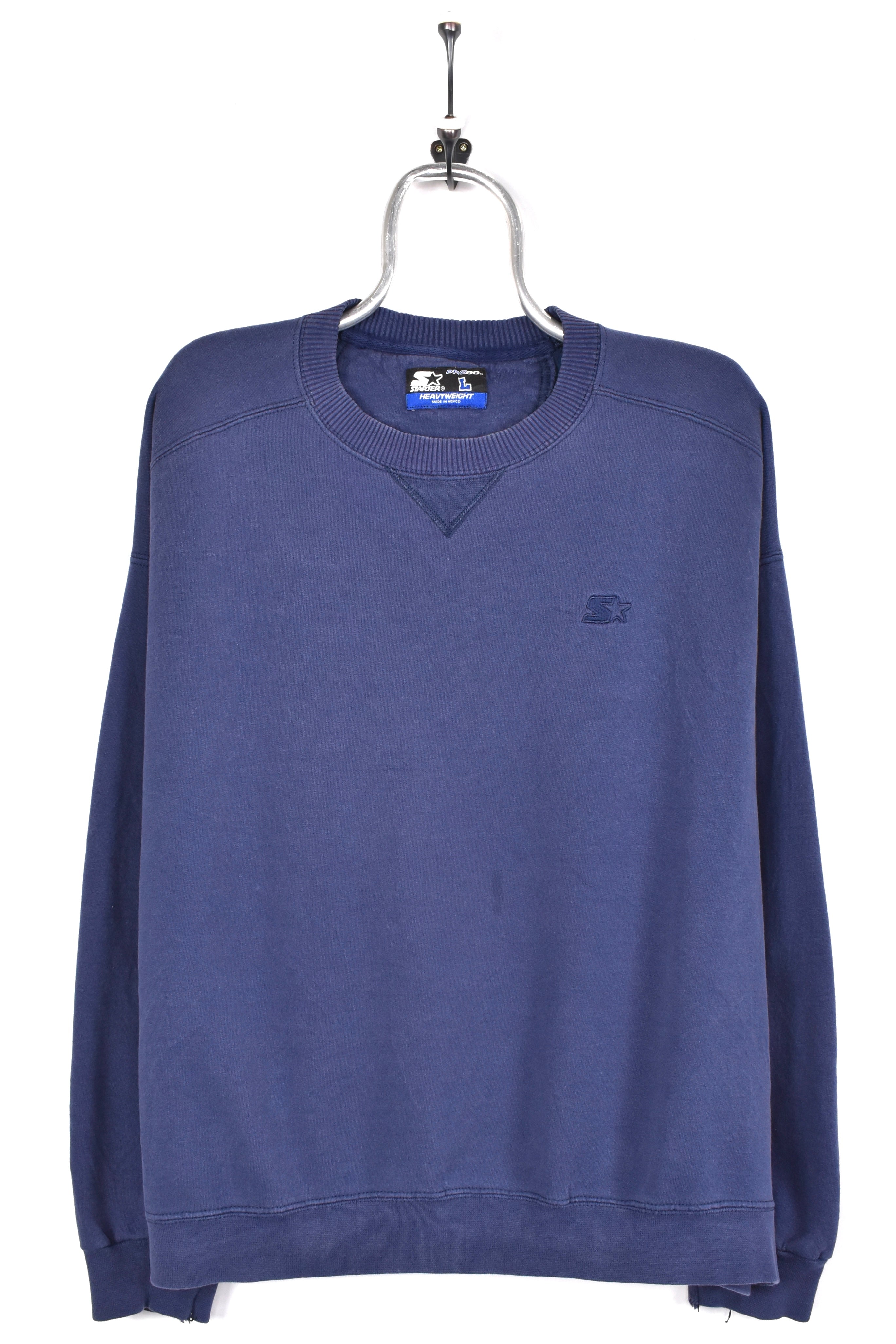 Vintage Starter sweatshirt, navy blue basic embroidered crewneck - AU Large STARTER