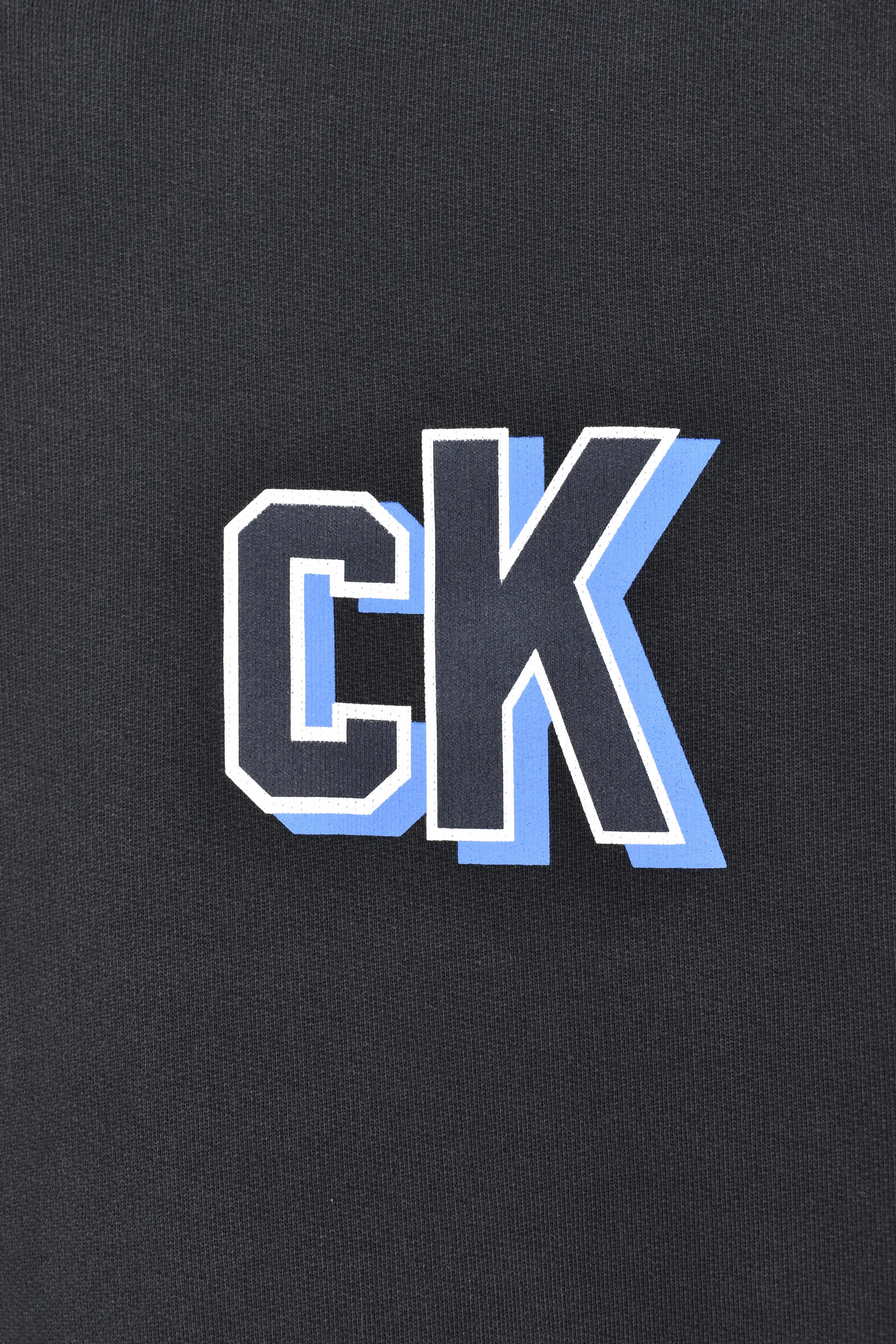 Modern Calvin Klein hoodie, black graphic sweatshirt - AU M CALVIN KLEIN