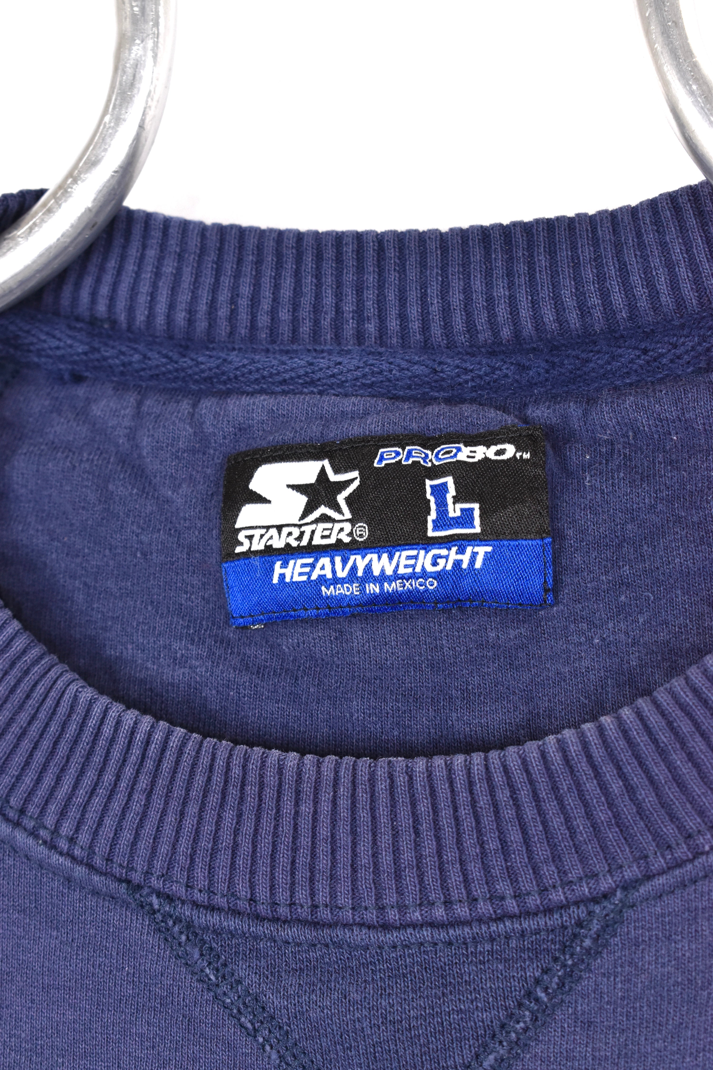 Vintage Starter sweatshirt, navy blue basic embroidered crewneck - AU Large STARTER