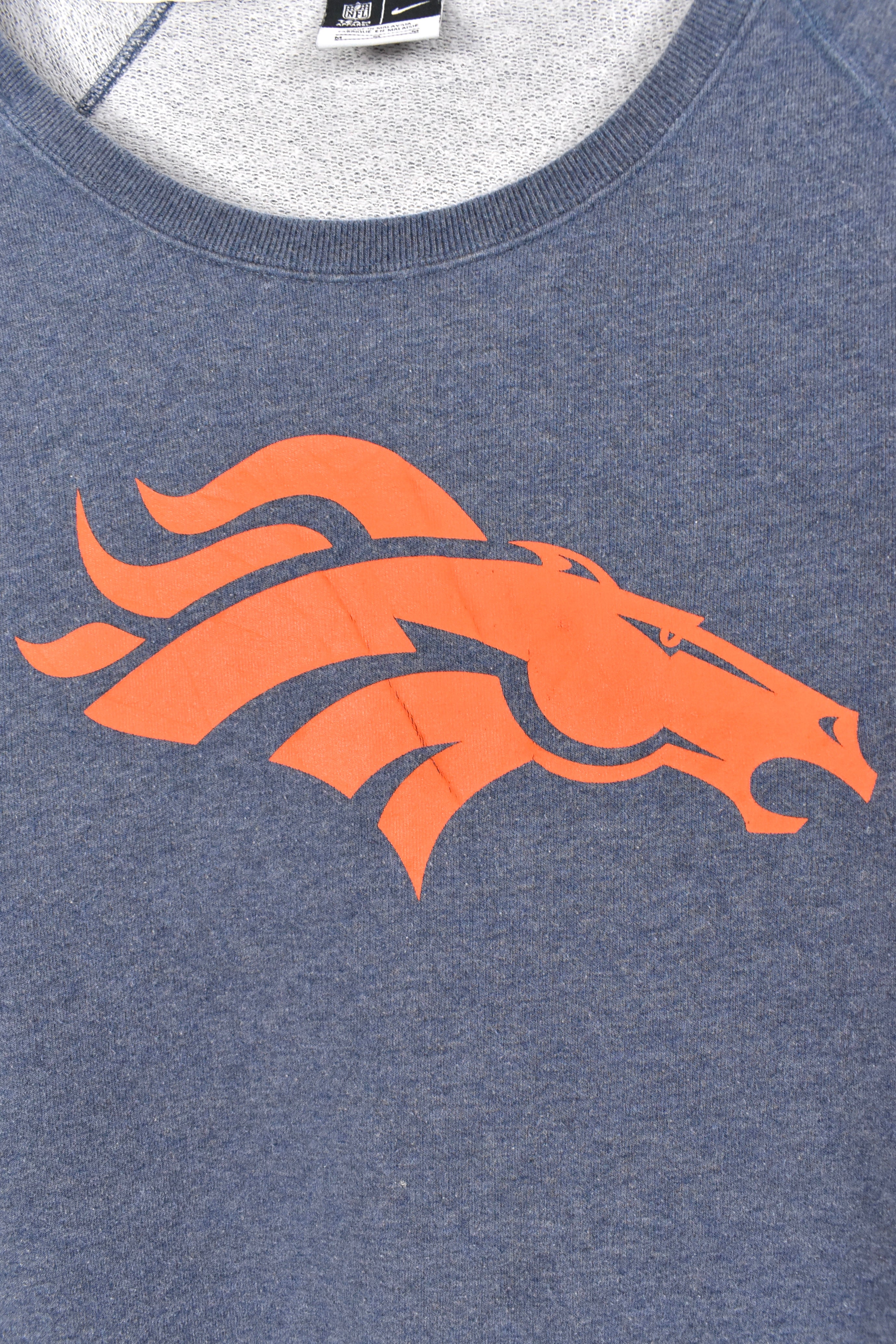 Women's vintage Denver Broncos sweatshirt, NFL grey graphic crewneck - AU Large PRO SPORT