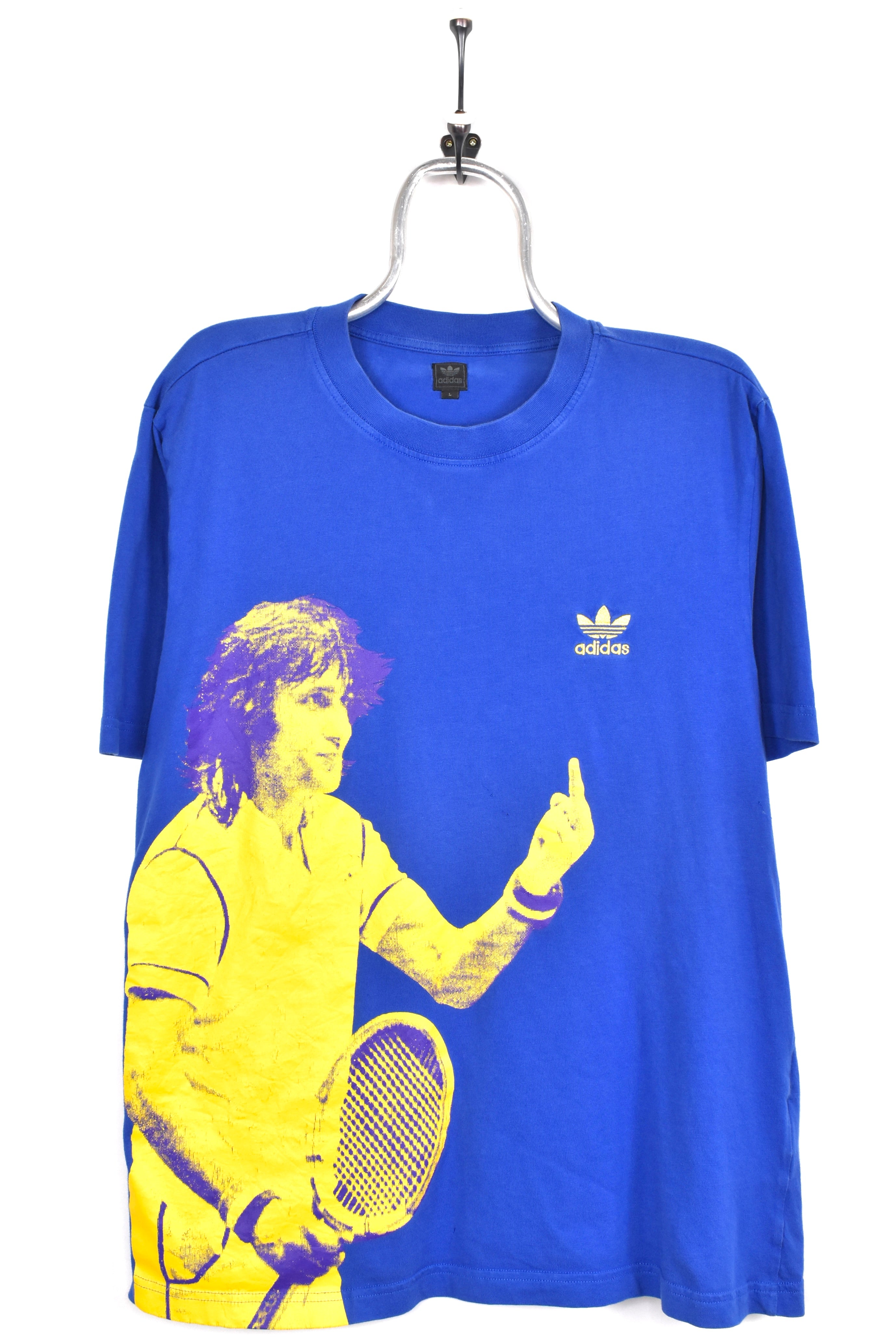 Vintage Adidas shirt, Illie Nastase blue graphic tee - AU Large ADIDAS